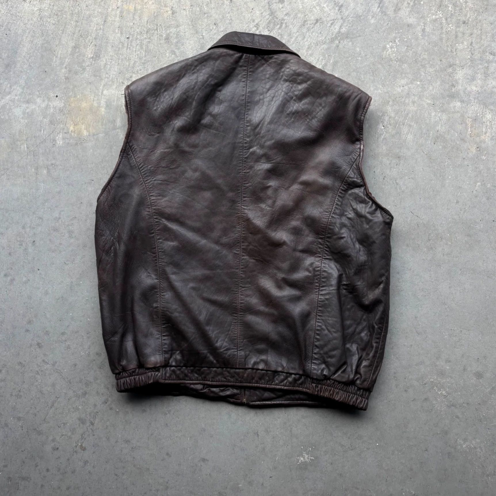 Vintage Preswick & Moore Mens Brown Leather Vest Large Full Zip Quilted Lined Vest Size US L / EU 52-54 / 3 - 2 Thumbnail