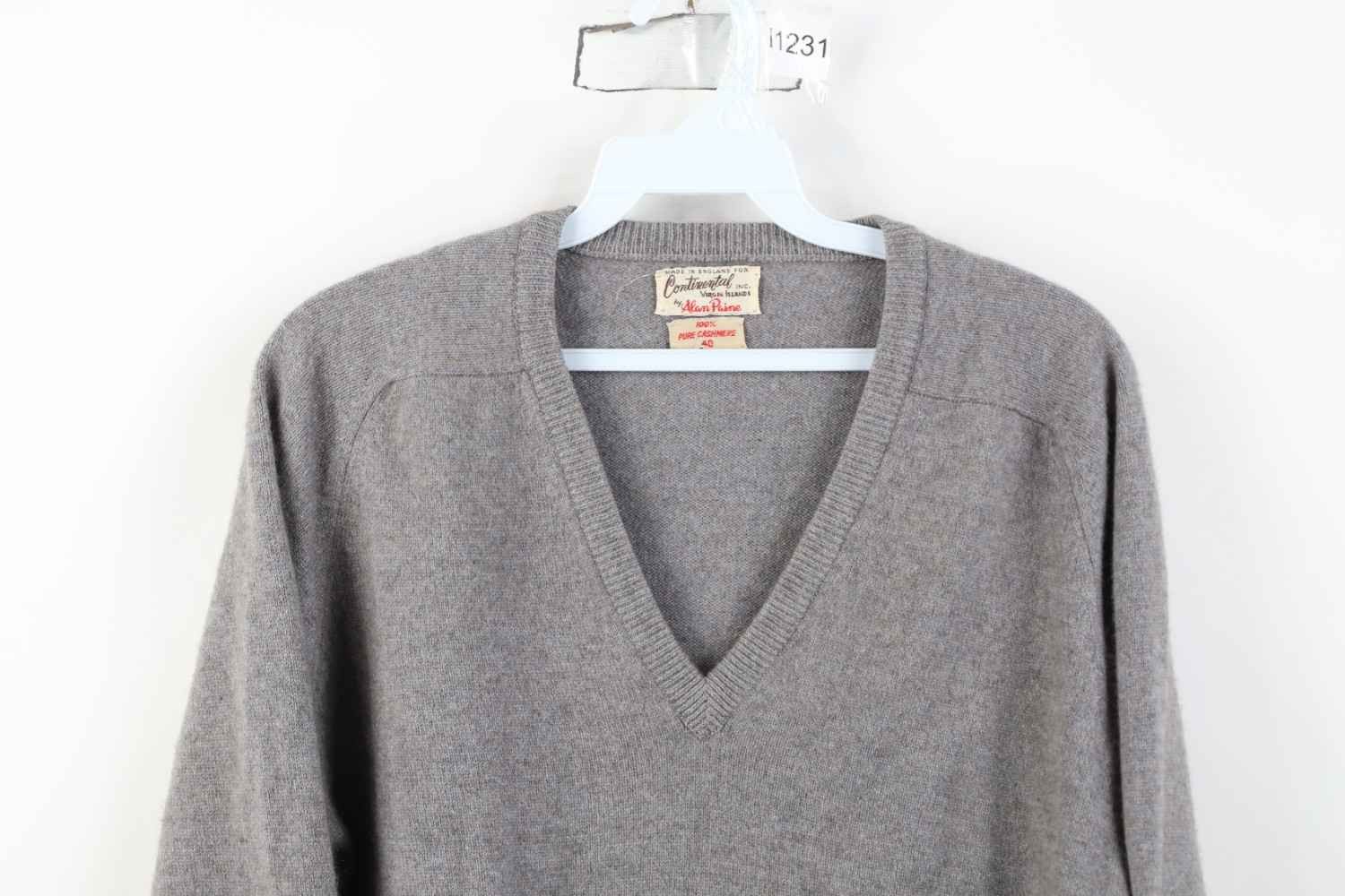 Vintage Vintage 70s Streetwear Knit V-Neck Sweater Heather Gray Size US L / EU 52-54 / 3 - 2 Thumbnail
