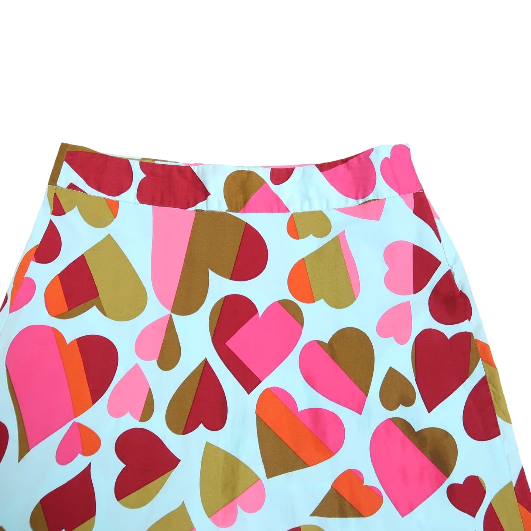 Vintage VINTAGE 90s Cotton Mini Skirt M Adults Casual Heart Print Violet Light Blue Pink Olive Green Aline High Rise Side Zipper Womens? Size 30" / US 8 / IT 44 - 2 Thumbnail