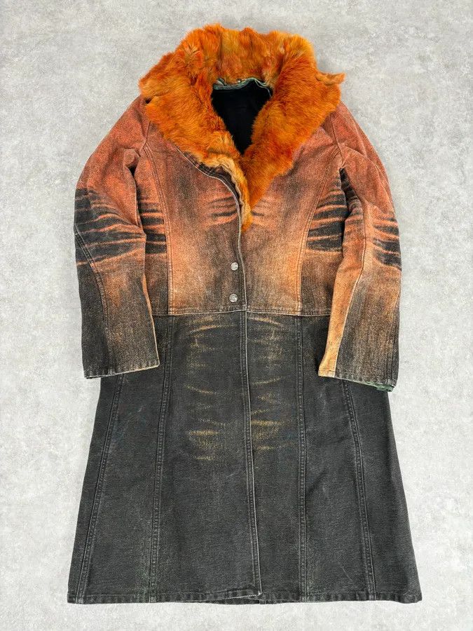 Roberto Cavalli AW2004 Cavalli Sunset Long Fur Collar Jacket Size S / US 4 / IT 40 - 1 Thumbnail