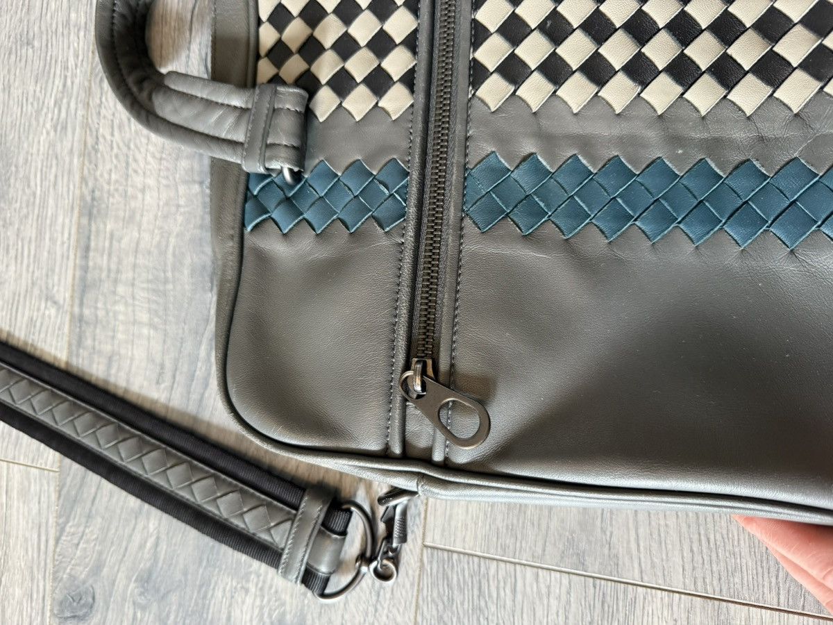 Bottega Veneta Intrecciato Leather Laptop Briefcase Bag in Grey & Teal Size ONE SIZE - 9 Thumbnail
