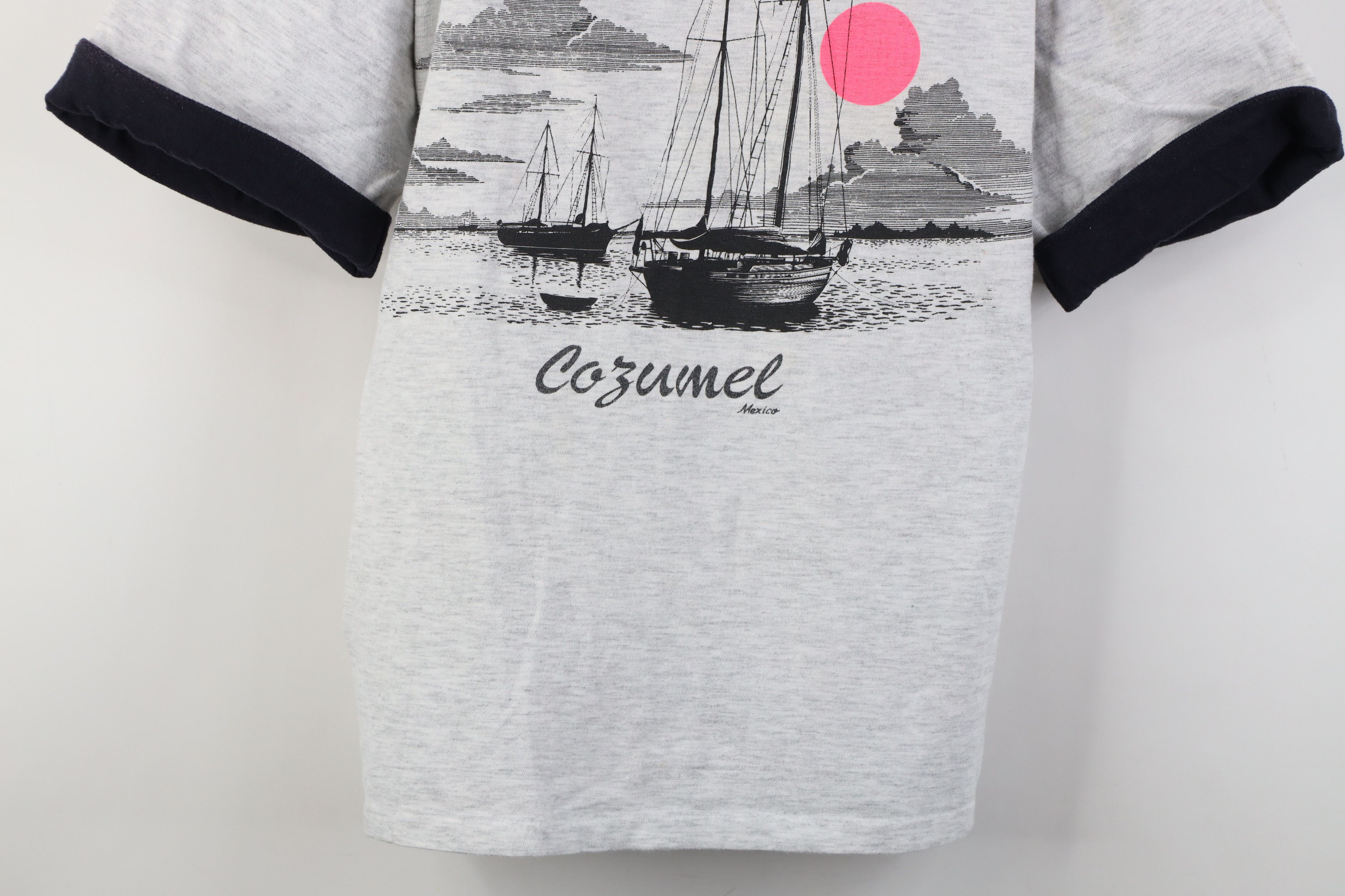Vintage Vintage 90s Streetwear Cozumel Sunset Boat Sailing T-Shirt Size L / US 10 / IT 46 - 3 Thumbnail