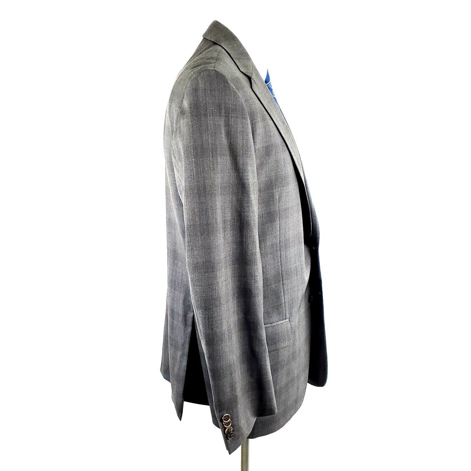 Joseph Abboud Joseph Abboud 40R 2 Button Plaid Gray Wool Blazer Super 120s Size 40R - 6 Thumbnail