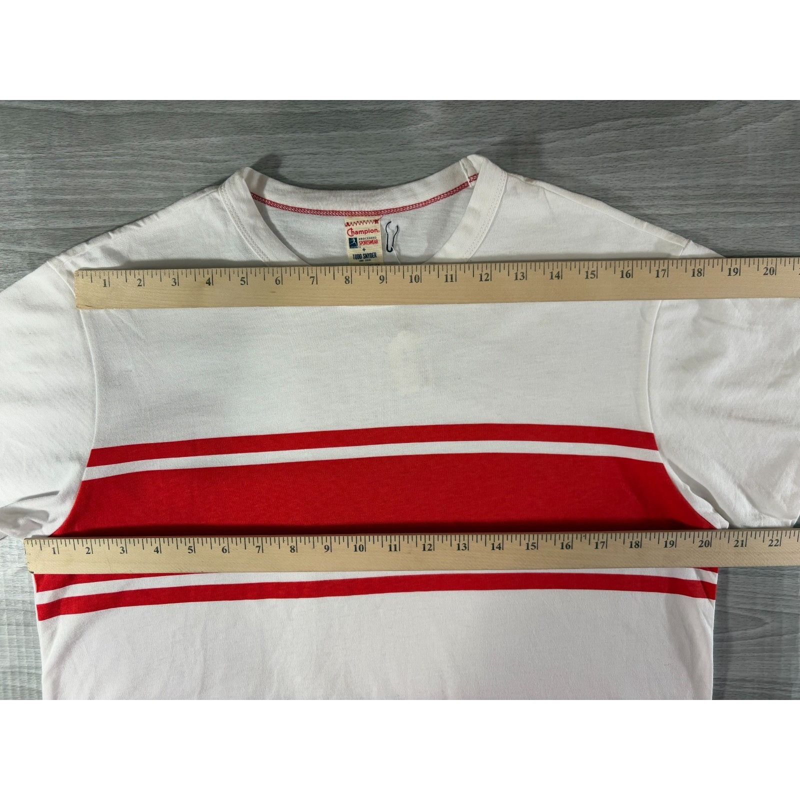 Champion CHAMPION x TODD SNYDER chest stripe Tee sz M color white Por Size US M / EU 48-50 / 2 - 6 Thumbnail