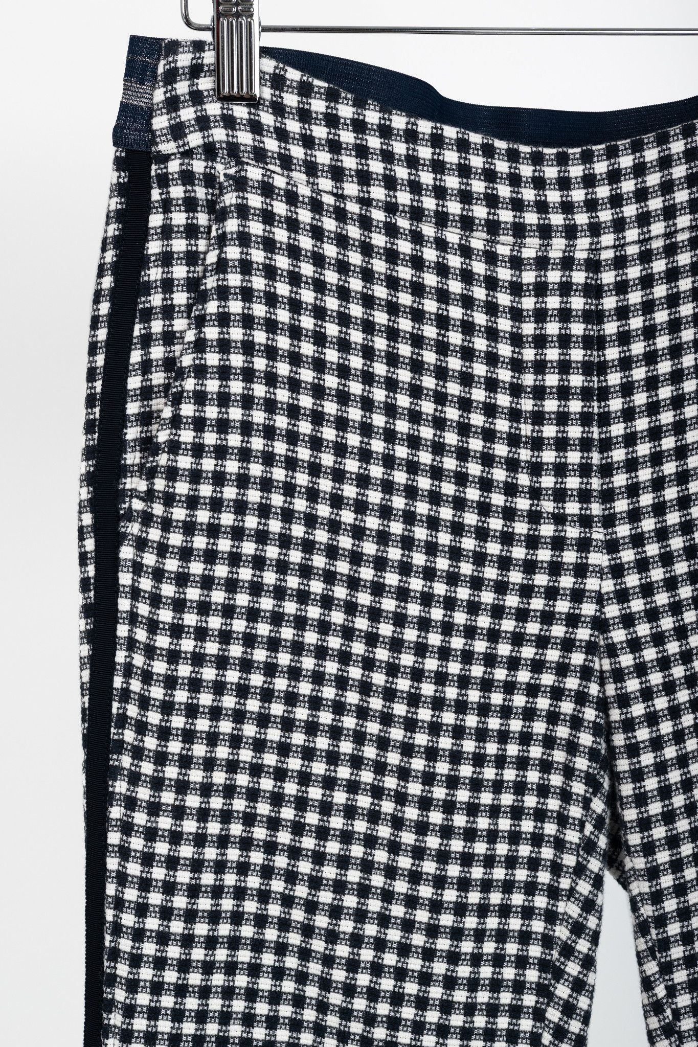 Luisa Cerano Luisa Cerano White & Navy Check-Jacquard Slim Pants Size 28" / US 6 / IT 42 - 4 Thumbnail