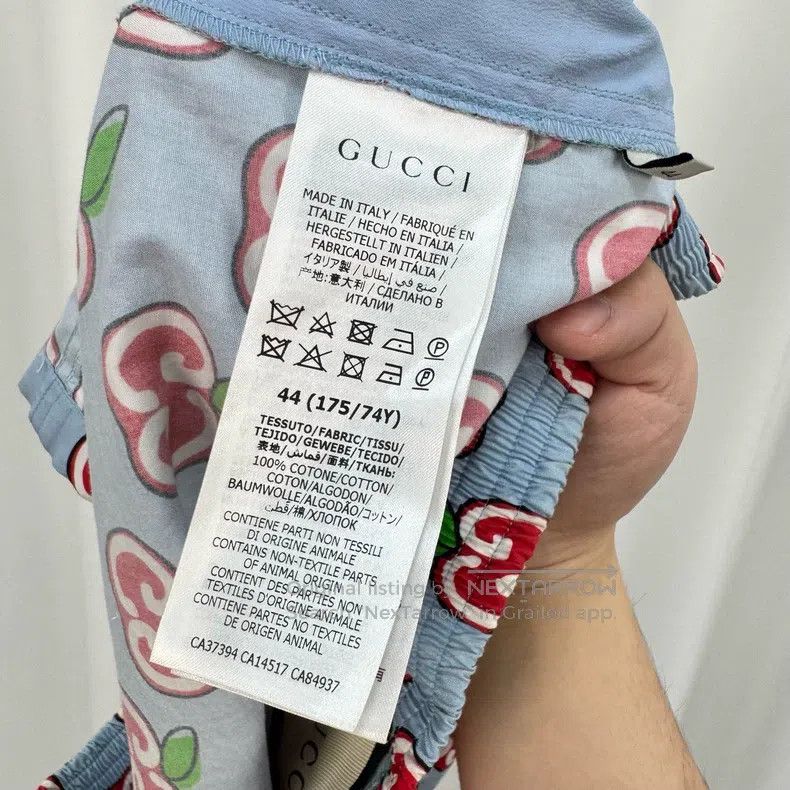 Gucci Gucci Light blue double G apple full print shorts Size US 28 / EU 44 - 6 Thumbnail