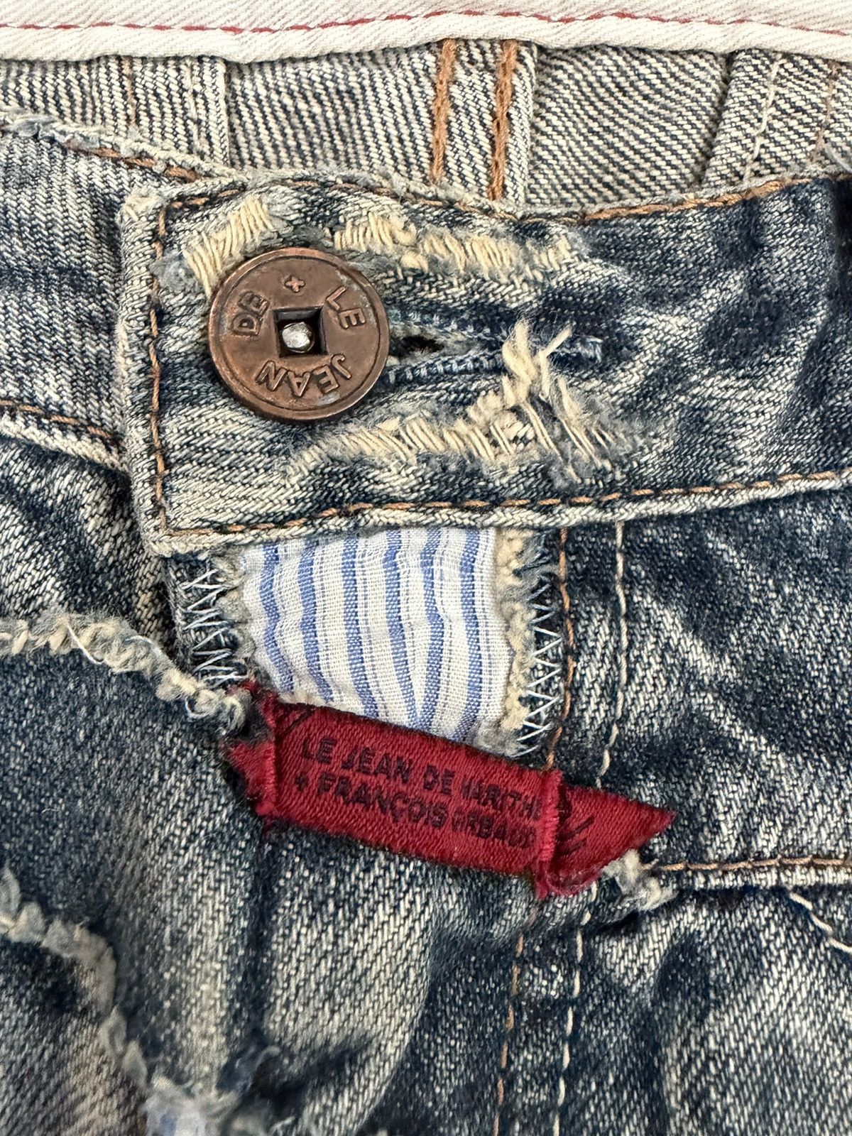 Marithe + Francois Girbaud Distressed Trompe-l'œil Straight Denim Size US 32 / EU 48 - 7 Thumbnail