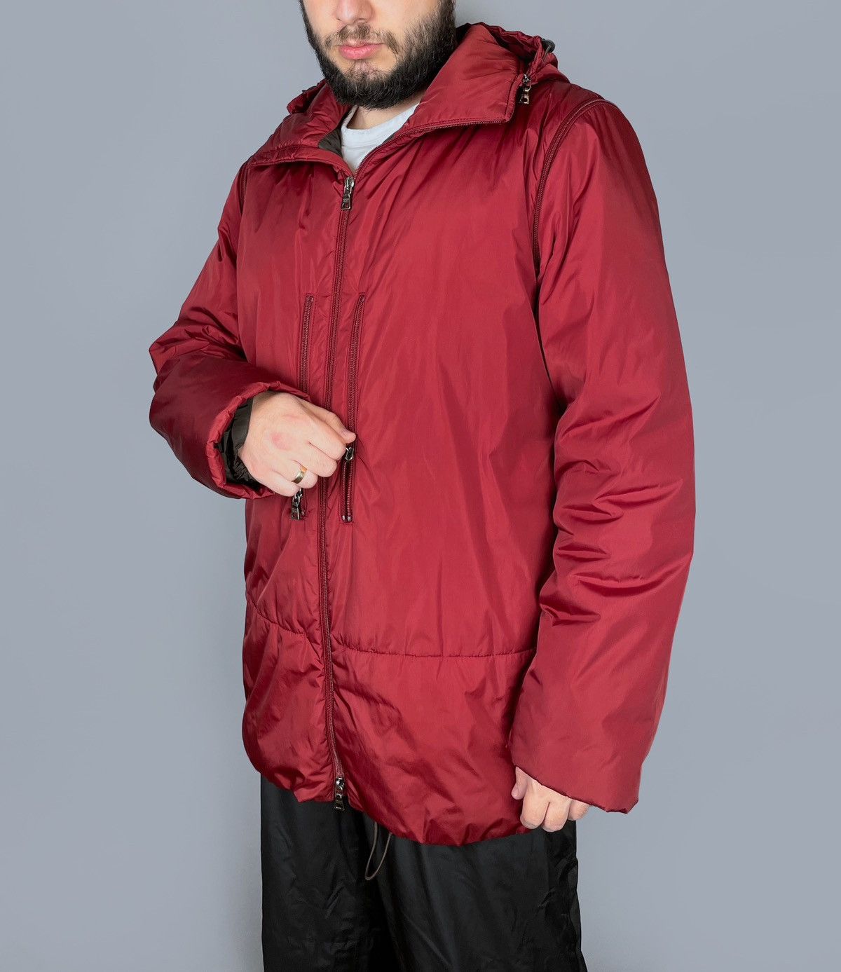 Prada Vintage 90s PRADA Red Tab Transformer Ski Zip Hood Jacket 52 Size US L / EU 52-54 / 3 - 6 Thumbnail