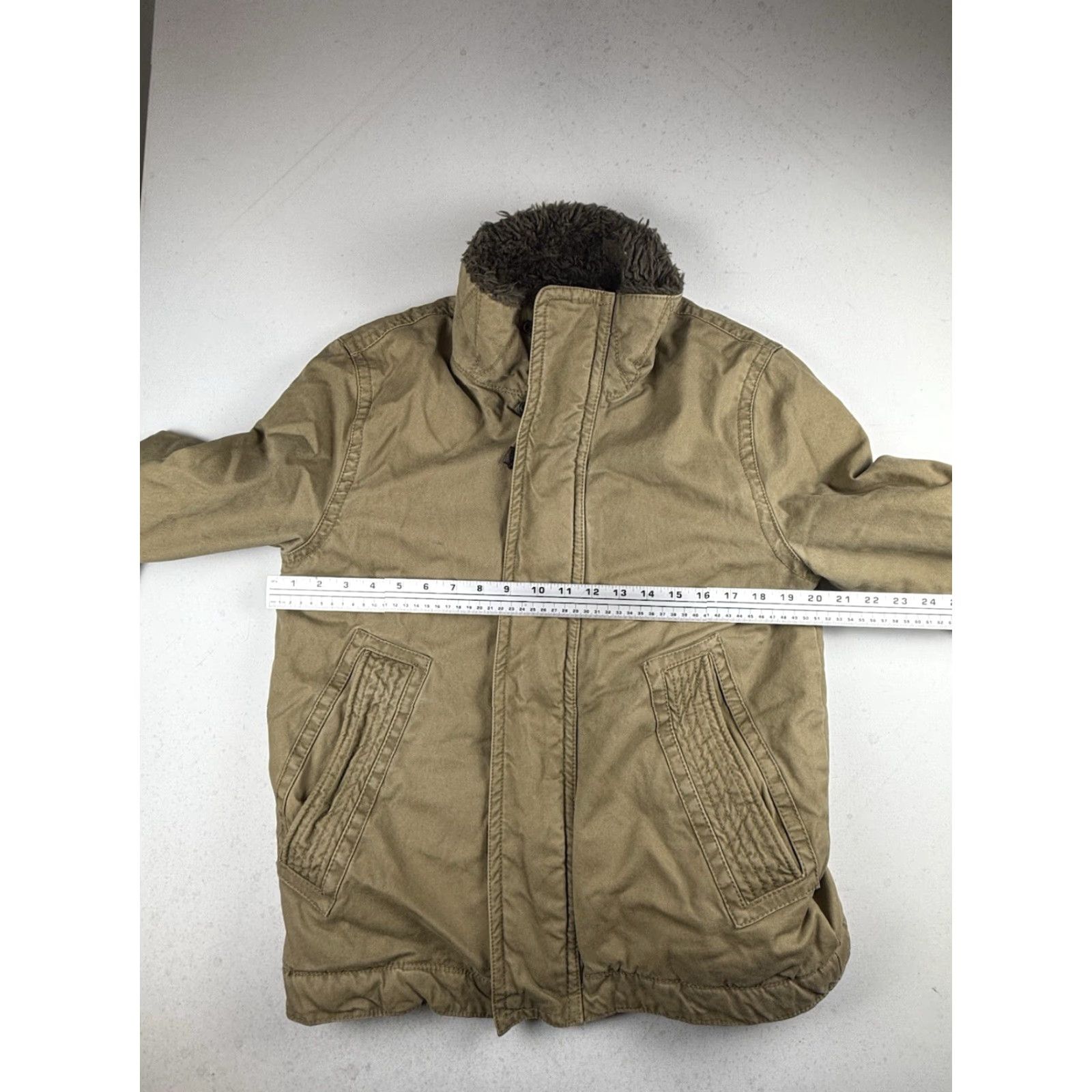 American Eagle Outfitters VINTAGE American Eagle Outfitters Coat Jacket Mens S Beige Faux Fur Collar Full Zip Canvas Military Jacket Short Winter New title: Size US S / EU 44-46 / 1 - 6 Thumbnail
