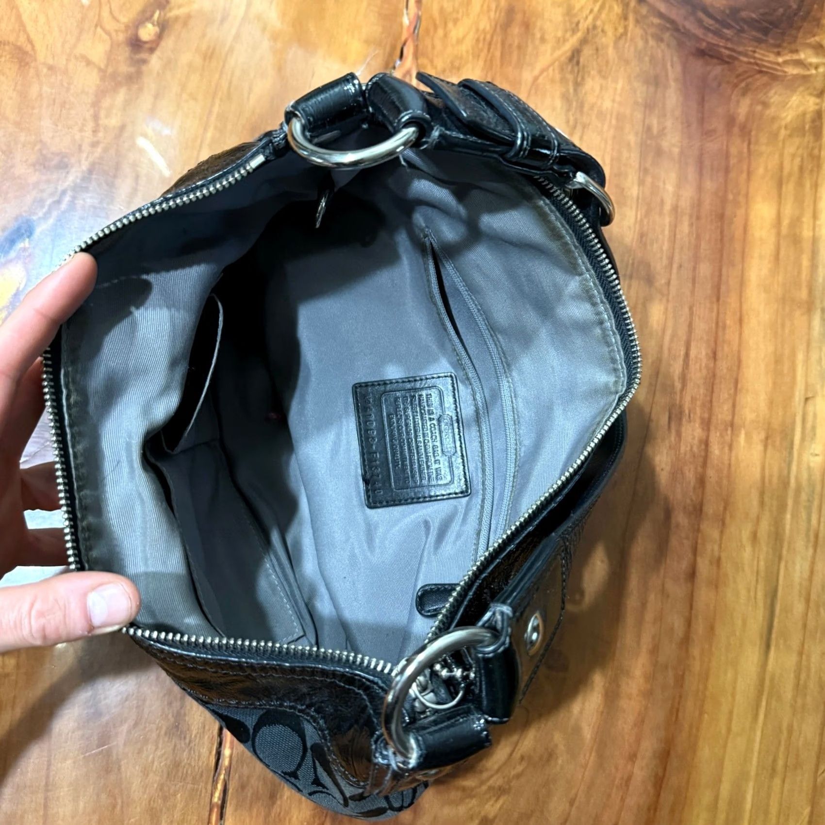 Coach VINTAGE Coach Signature Leather Bag Purse Shoulder Strap Hobo Crescent Black Small Women Crossbody Casual 90s 00s Accessories Size ONE SIZE - 4 Thumbnail