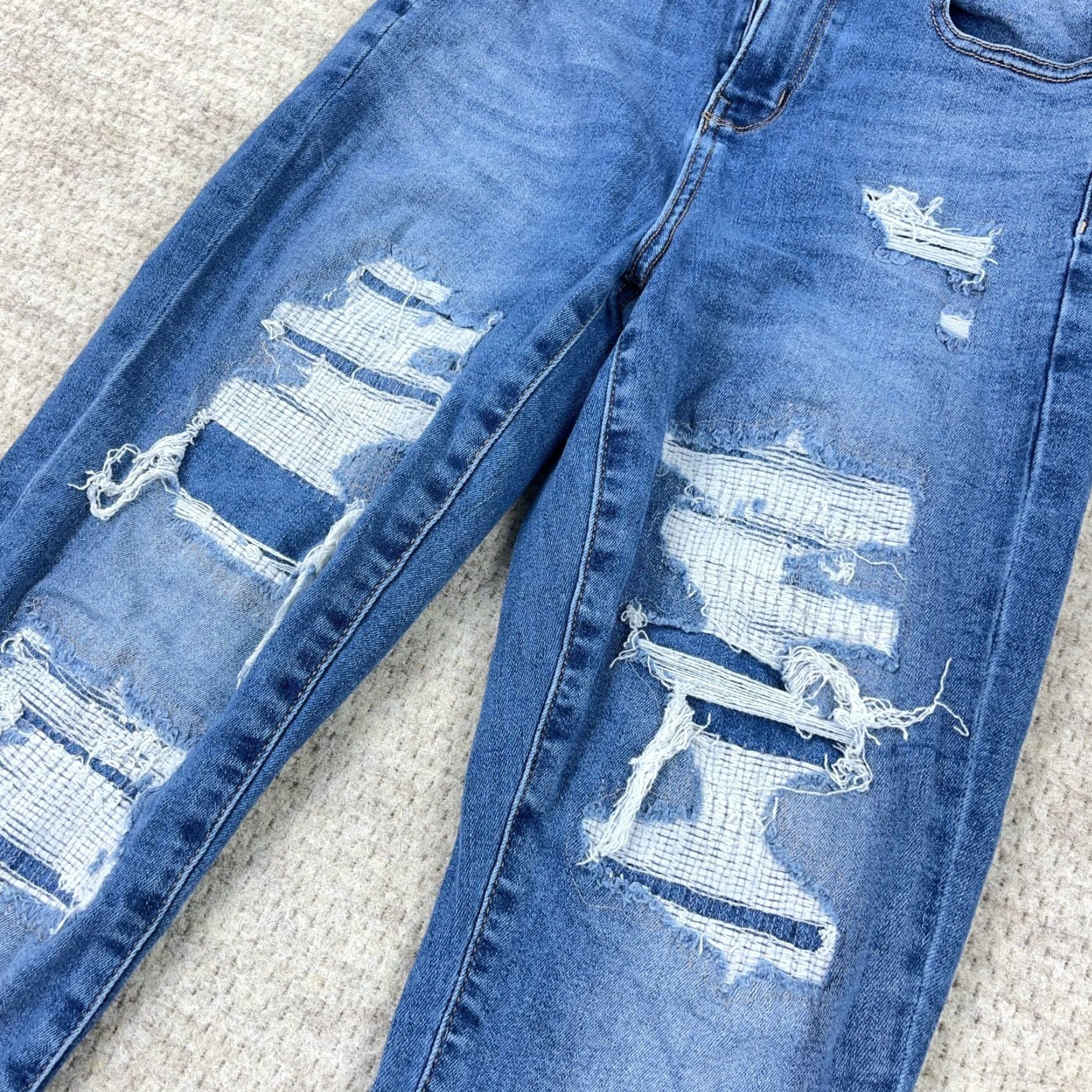 American Eagle Outfitters American Eagle Jeans Women High Rise Jegging Distressed Stretch Denim Blue Adult Size 4 Womens Size 27" / US 4 / IT 40 - 6 Thumbnail