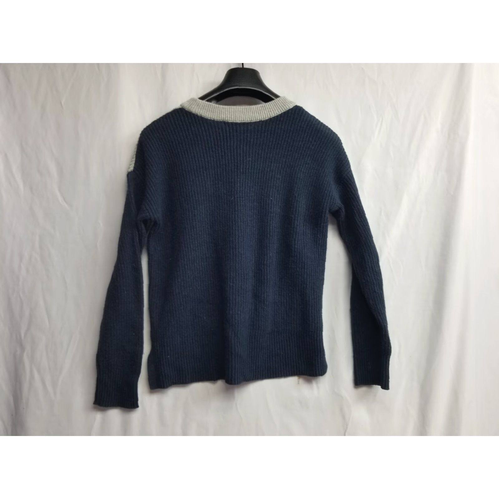 Madewell Madewell Sweater Womens XS Gray Blue Pullover Crewneck V-Neck Long Sleeve Striped Knit Stretch Regular Relaxed Cotton Viscose Polyamide Women Size XS / US 0-2 / IT 36-38 - 2 Thumbnail