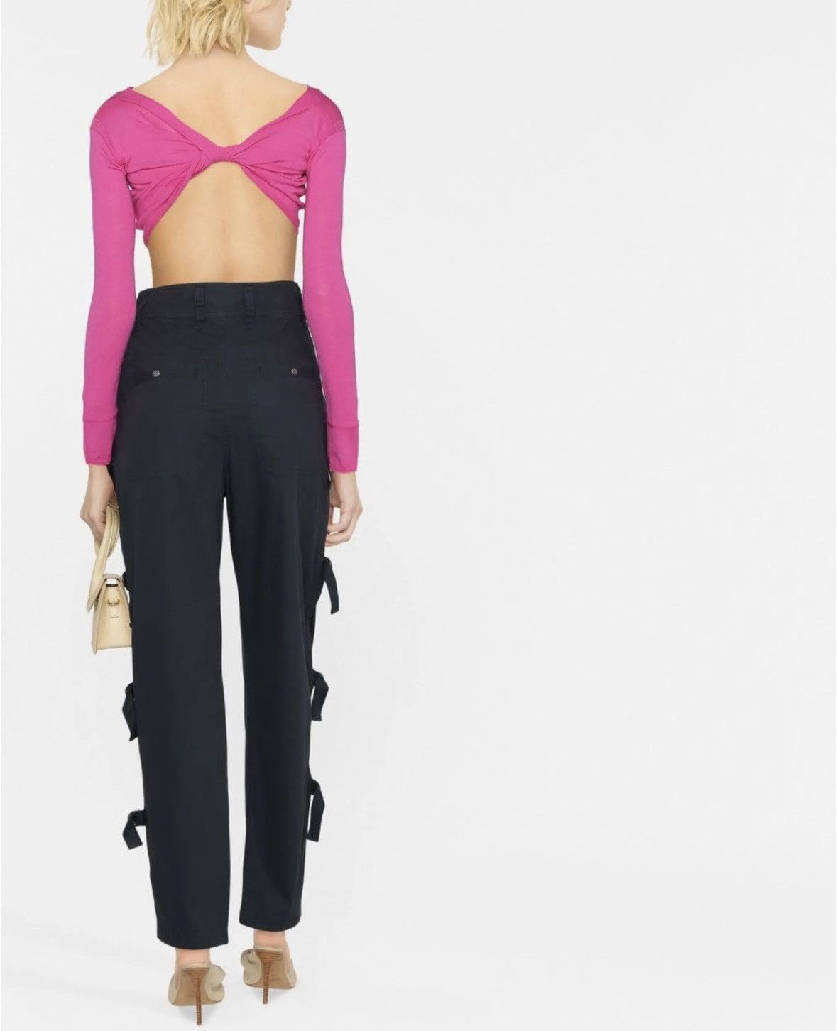 Jacquemus Jacquemus Cropped Long Sleeved Wool Cardigan Top Bright Pink Size XS / US 0-2 / IT 36-38 - 2 Thumbnail