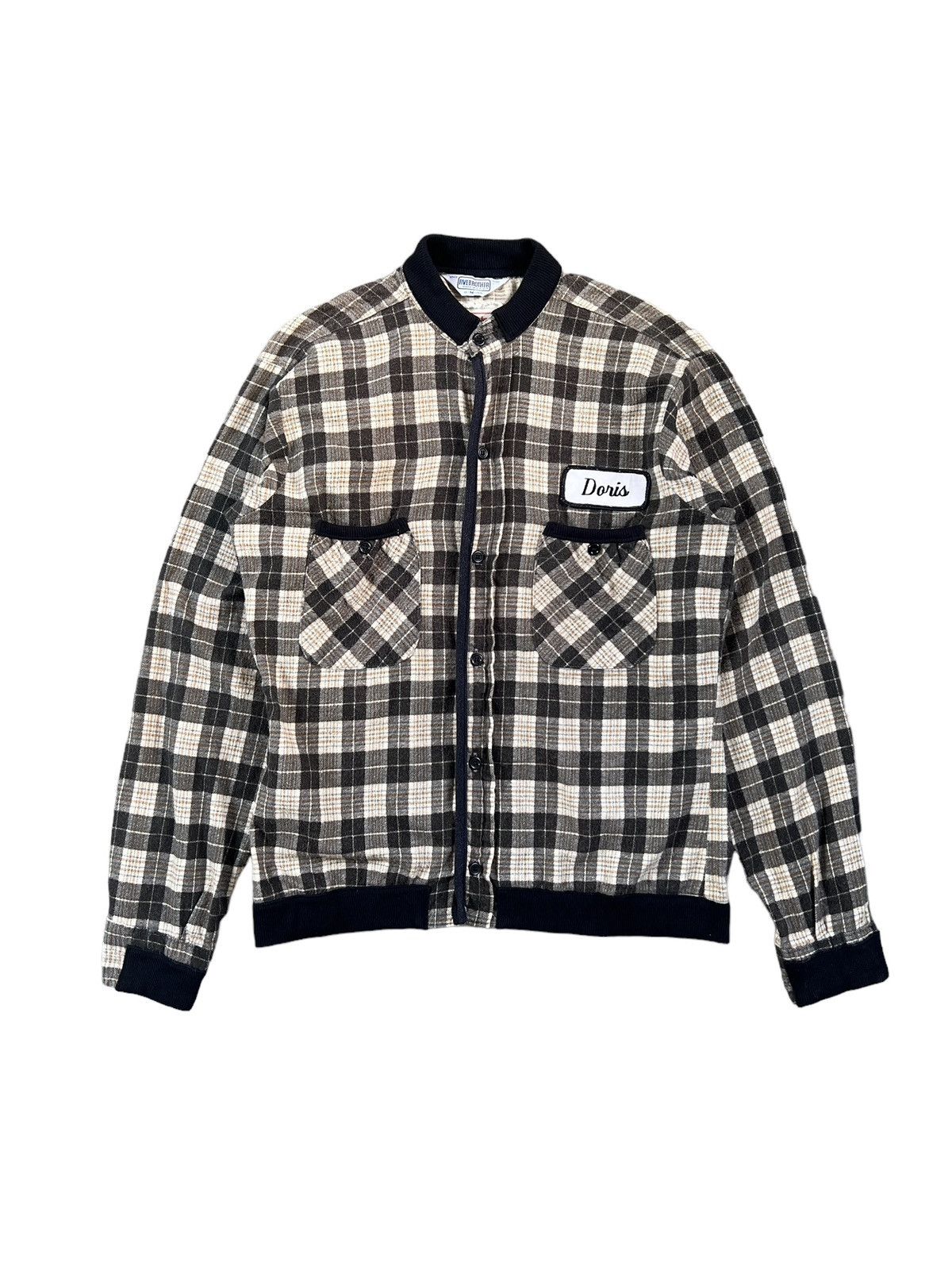 FiveBrother × Vintage Vintage 80s Five Brother Plaid Flannel Work Jacket Size US S / EU 44-46 / 1 - 1 Thumbnail