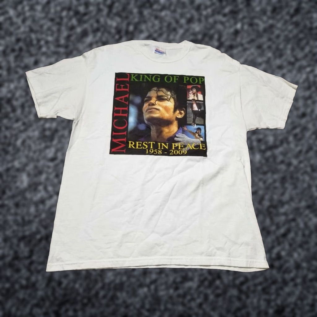 Vintage Michael Jackson T-Shirt Shirt Adult Large White Distressed Rest in Peace 2009 Vintage? No Graphic Tee Mens Size US L / EU 52-54 / 3 - 1 Thumbnail