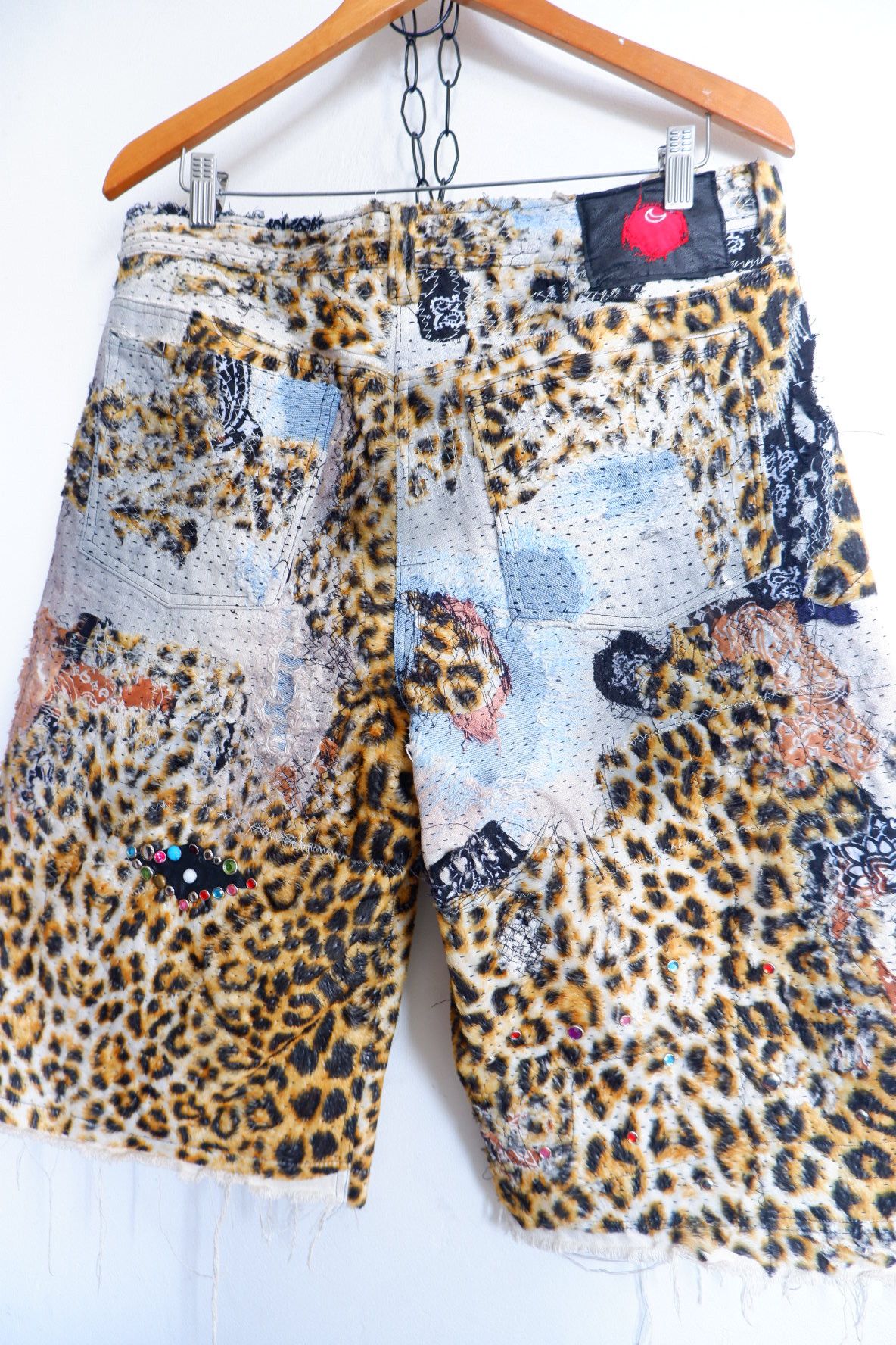 Japanese Brand 1/1 Proleta Re Art Inspired Leopard Sashiko Boro Jorts Size US 34 / EU 50 - 4 Thumbnail