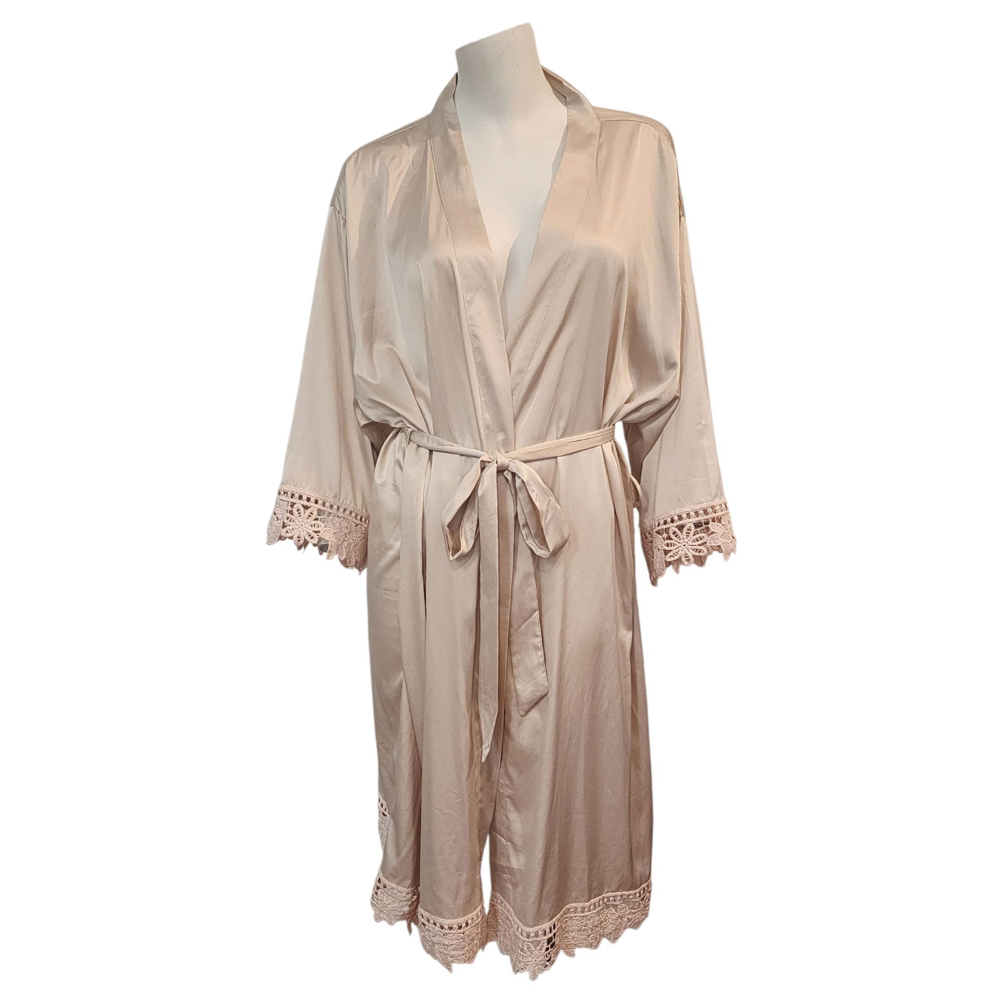 Other Maid of Honor Bridal Party Robe Silk Satin Lace Trim Spa Rob Size 4XL / US 24-26 - 3 Thumbnail