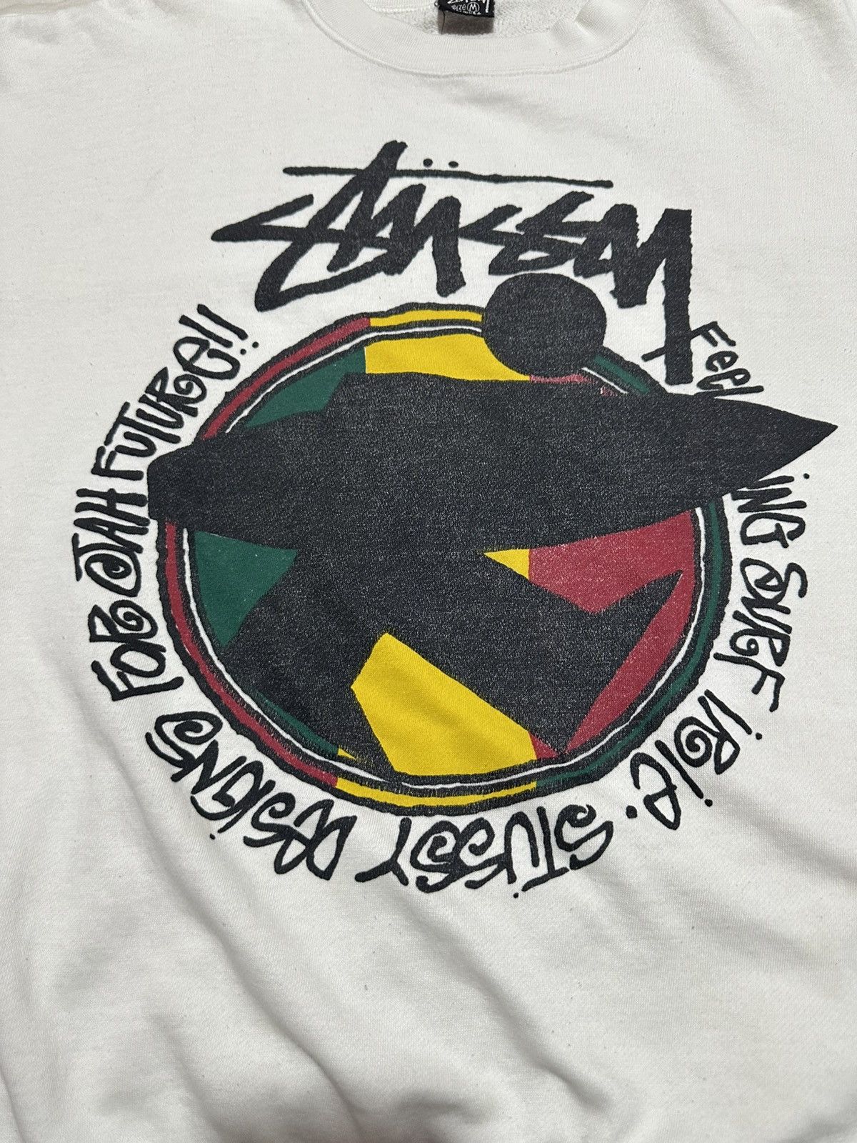 Stussy Vintage 80s Old stussy Feelin Irie Rasta surfman sweatshirt Size US M / EU 48-50 / 2 - 6 Thumbnail