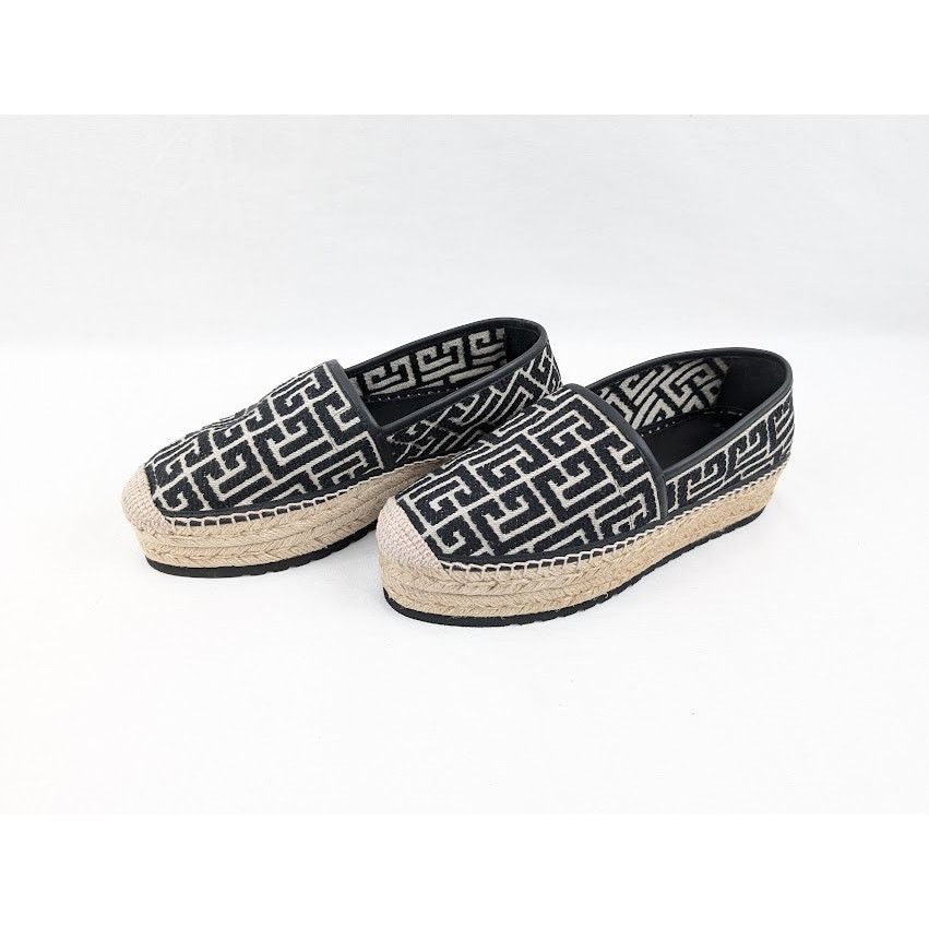 Balmain o1rshd1 Alex Jacquard Espadrilles in Ivory/Black Size US 8 / EU 41 - 17 Thumbnail