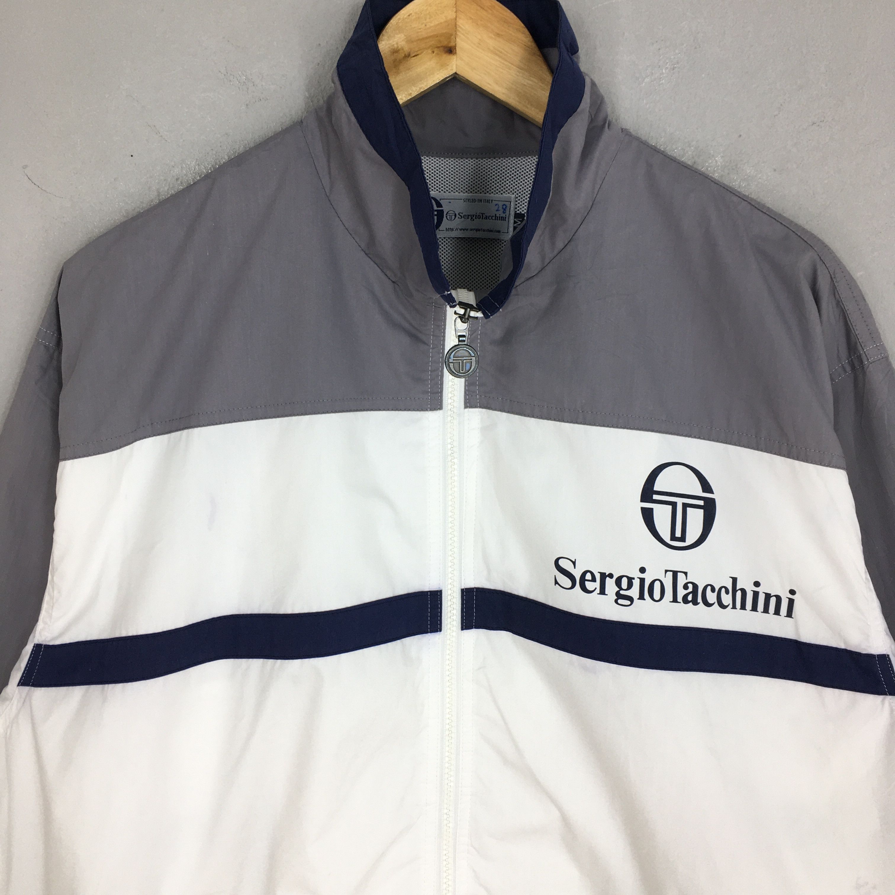 Sergio Tacchini Vintage Sergio Tacchini Windbreaker White Jacket Medium Size US M / EU 48-50 / 2 - 2 Thumbnail