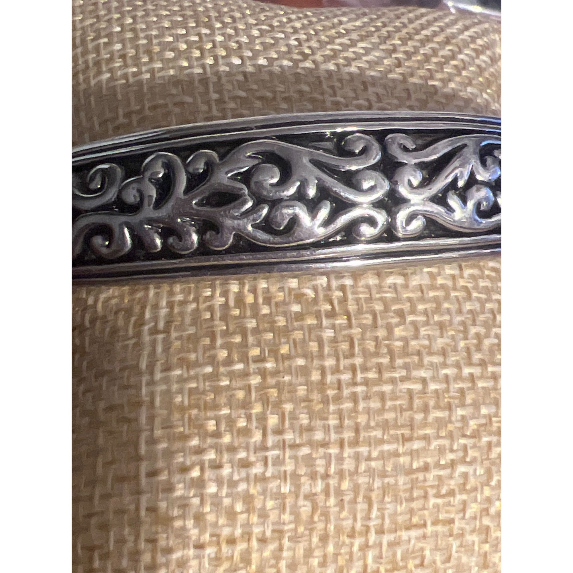 Other Vintage Silver Tone Clamper Bangle Bracelet Etched Scrollwor Size ONE SIZE - 2 Thumbnail