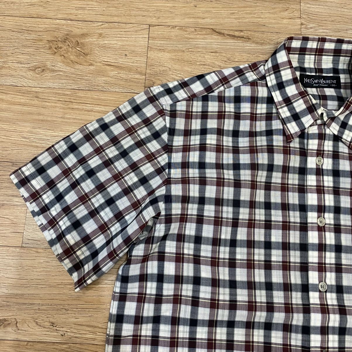Yves Saint Laurent 1990s Yves Saint Laurent Pour Homme Plaid Button Up Shirts Size US L / EU 52-54 / 3 - 6 Thumbnail