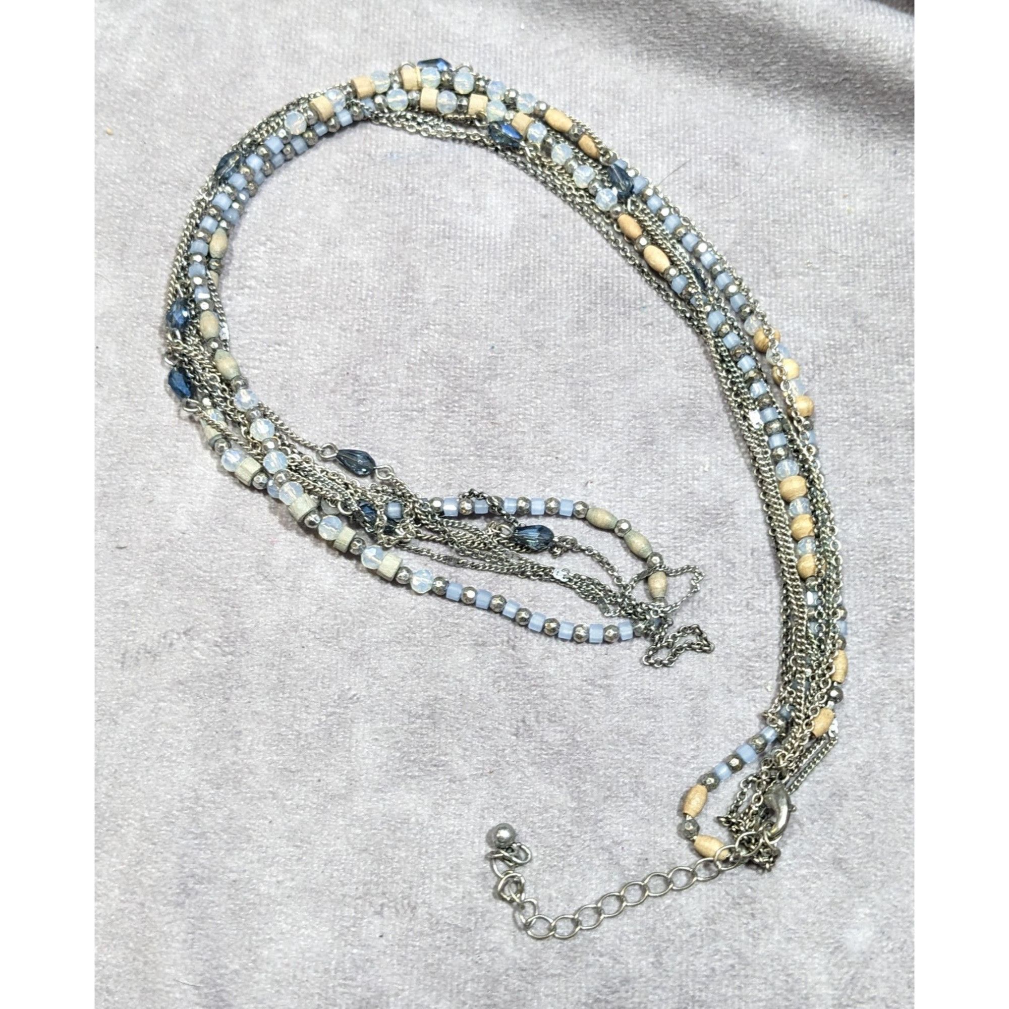 Other Beachy Blue And Silver Tone Multilayer Chain And Beaded Neck Size ONE SIZE - 4 Thumbnail