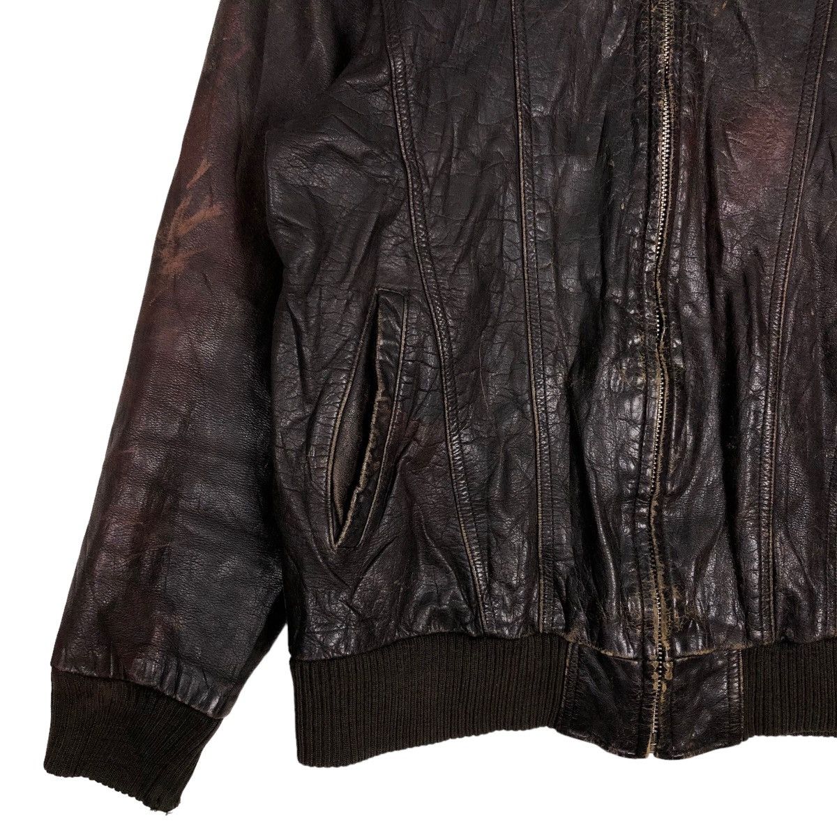 Japanese Brand 🔥Vtg Leather Jacket Three Man Japan Issey Miyake Japan Size US L / EU 52-54 / 3 - 4 Thumbnail