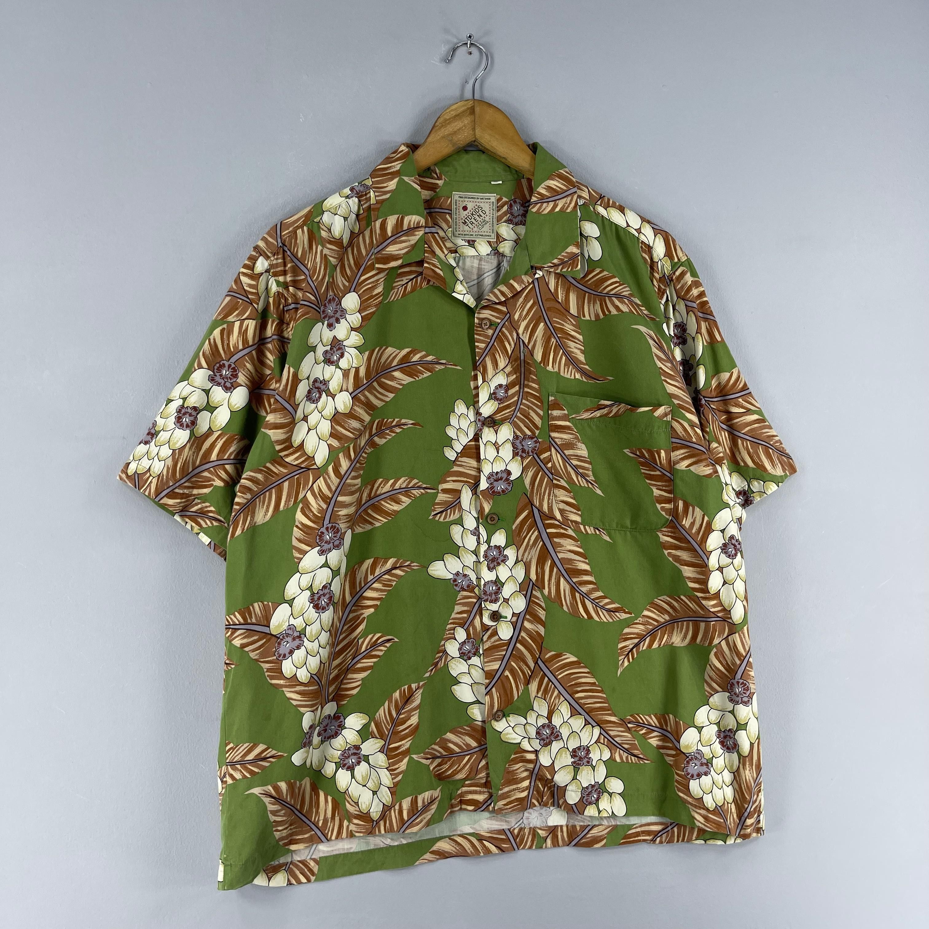 Vintage Vintage Hawaiian Tropical Floral Motive Rayon Shirt Size US L / EU 52-54 / 3 - 4 Thumbnail
