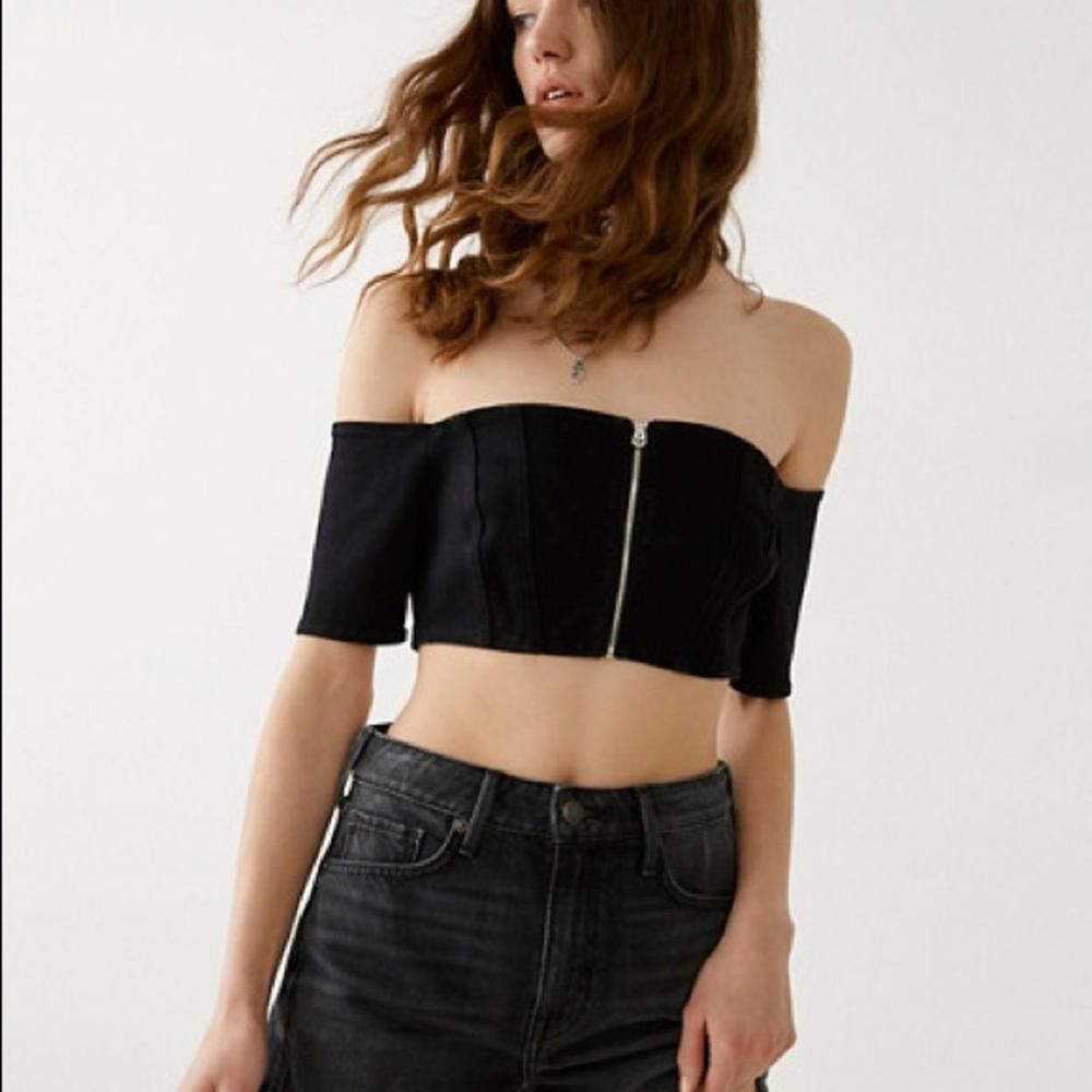 True Religion True Religion Black Off Shoulder Zipped Top Size M / US 6-8 / IT 42-44 - 1 Thumbnail