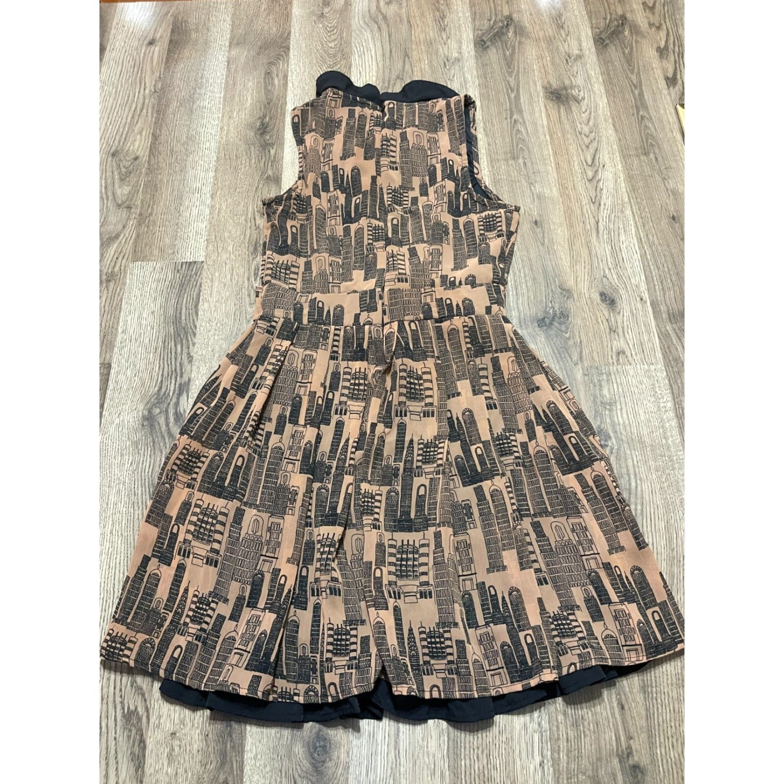 Vintage Yumi Dress Women's Small Sleeveless Brown Black Waist Tie, Fit & Flare, Short, Casual, Regular, Dress Size S / US 4 / IT 40 - 2 Thumbnail