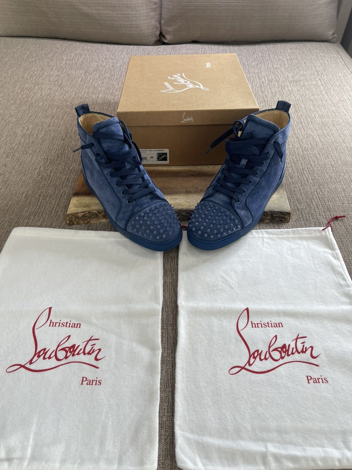 Christian Louboutin Christian Louboutin Lou Spikes Orlato Flat Veau Velours Size US 12 / EU 45 - 2 Thumbnail