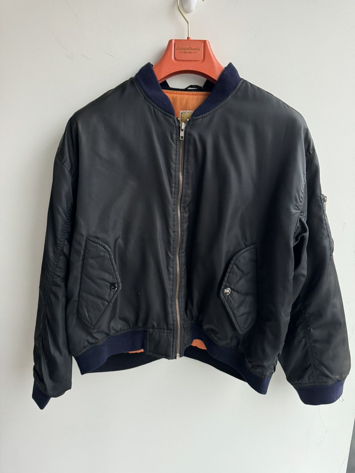 image of Vintage Faded Cropped Japanese Bomber Vetements Balenciaga in Black, Men's (Size Large)