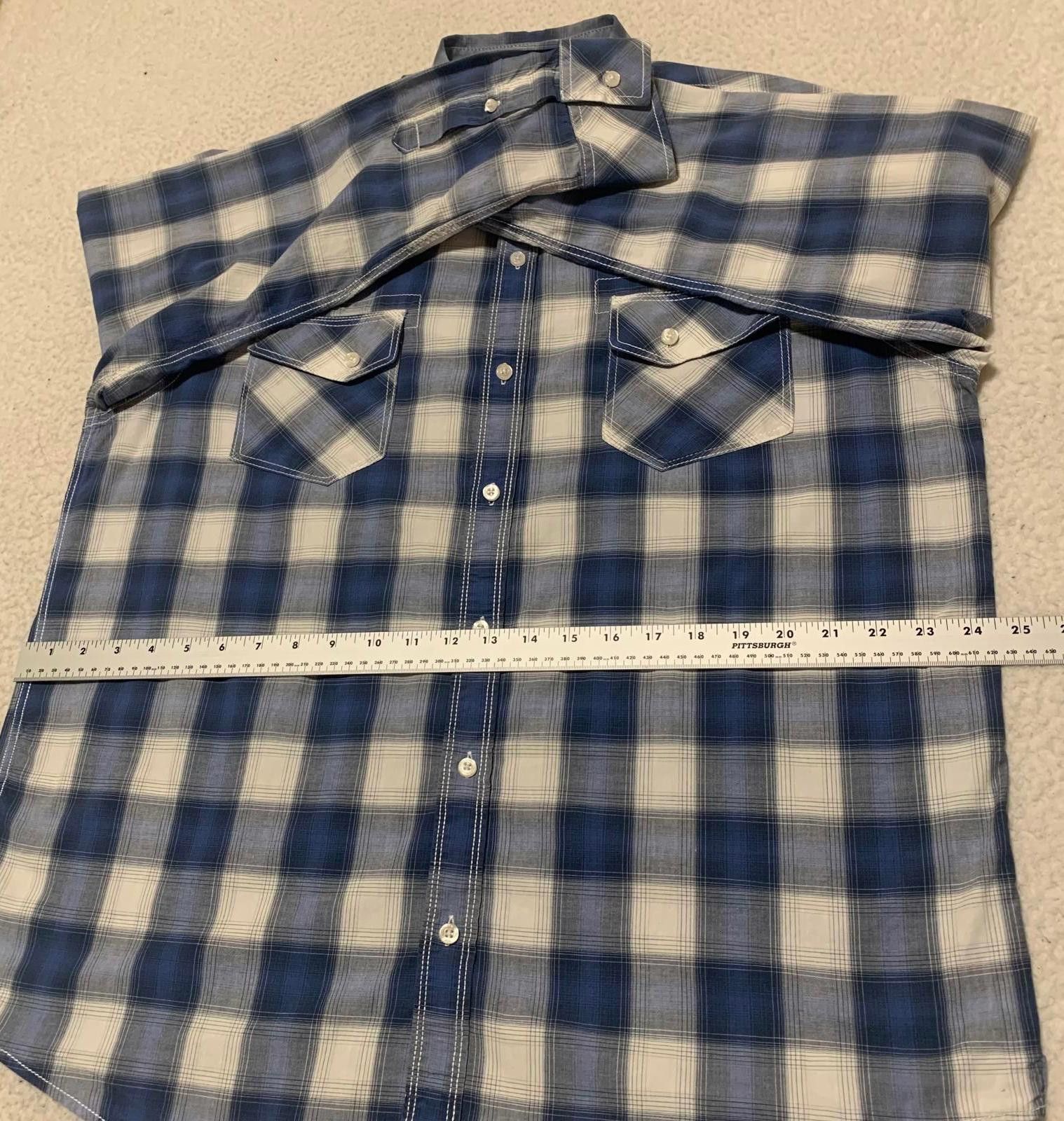 American Rag American Rag Men's XL Blue White Plaid Long Sleeve Shirt Size US XL / EU 56 / 4 - 9 Thumbnail