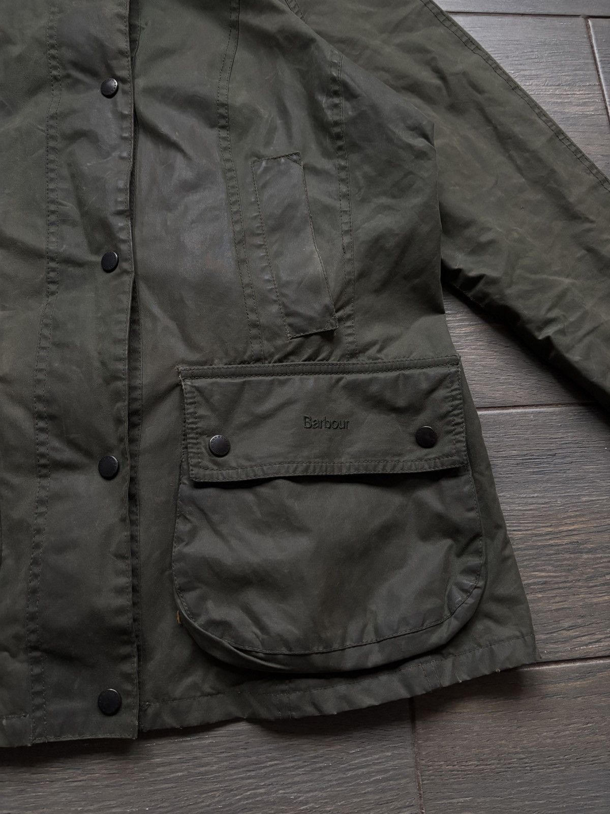 Barbour Women’s Vintage Barbour Boadnell Wax Rain Green Jacket us10 Size L / US 10 / IT 46 - 3 Thumbnail