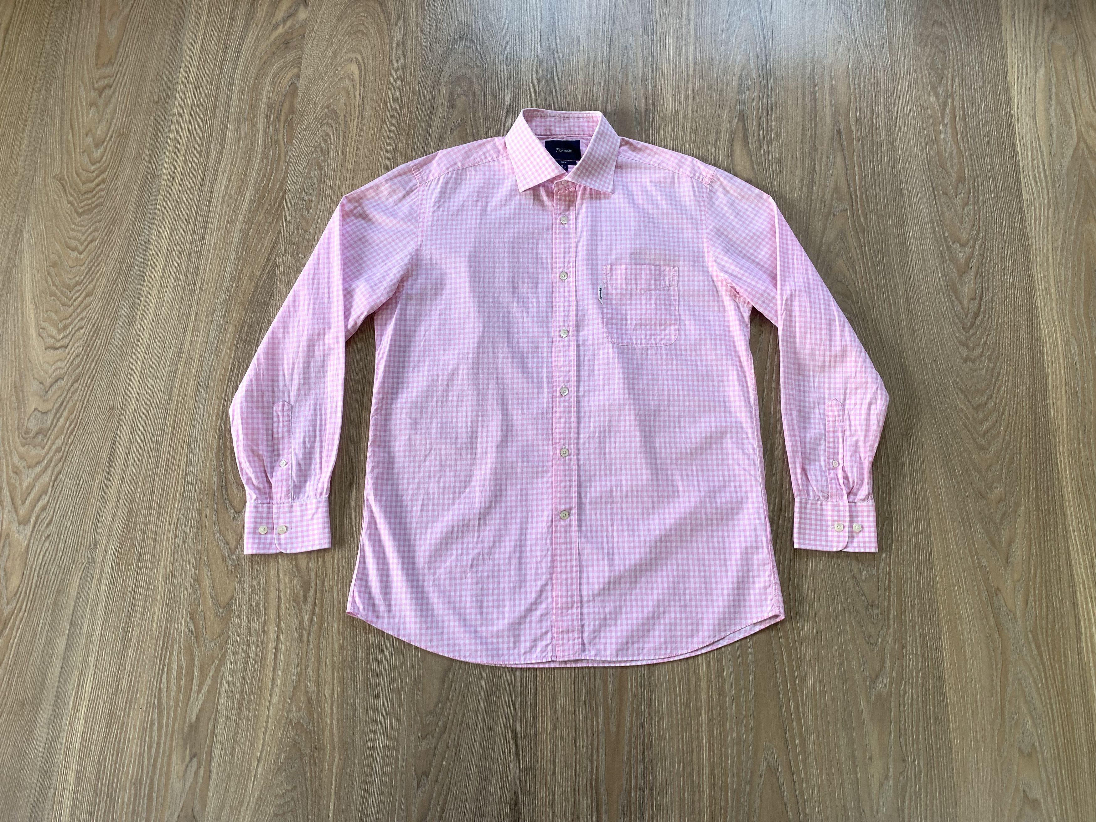 Faconnable Faconnable Club Mens Pink Plaid Long Sleeve Shirt Size US M / EU 48-50 / 2 - 1 Thumbnail