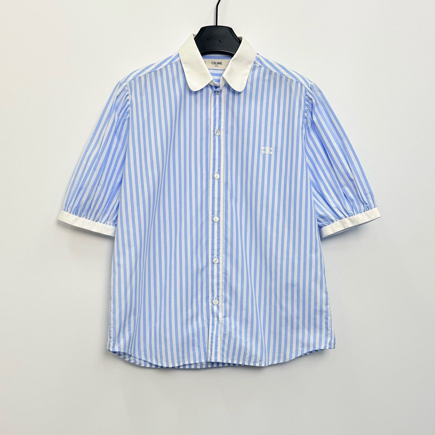 Celine Celine Striped Triomphe Logo Button Up Size 40 Size M / US 6-8 / IT 42-44 - 1 Thumbnail