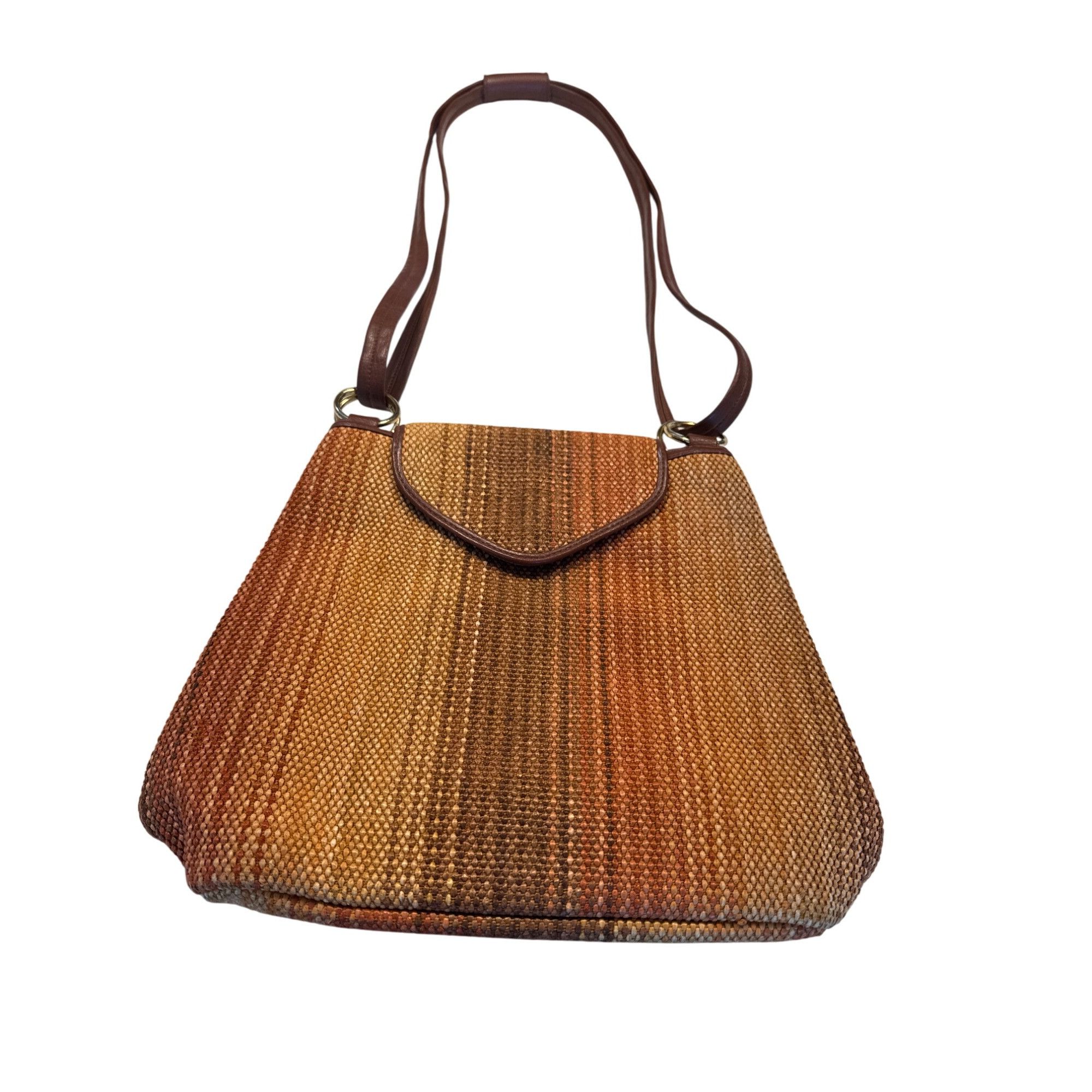 Designer Due Fratelli Milan Brown Striped Shoulder Bag Purse 11x13 SK Size ONE SIZE - 1 Thumbnail