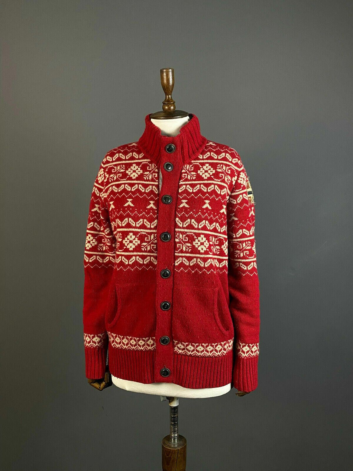 Napapijri Napapijri Geographic Red Wool Knit Button Sweater Size M Size M / US 6-8 / IT 42-44 - 1 Thumbnail