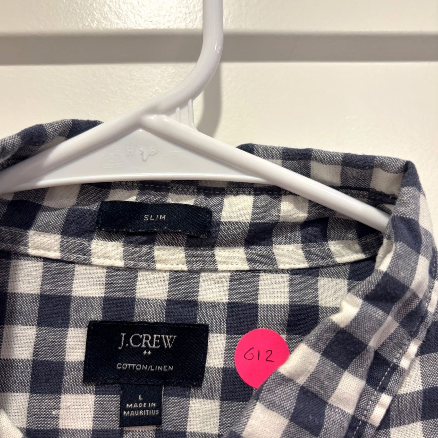 J.Crew J.Crew Mens Slim Cotton Linen Gingham Button Down Shirt Navy Blue White Large Size US L / EU 52-54 / 3 - 2 Thumbnail