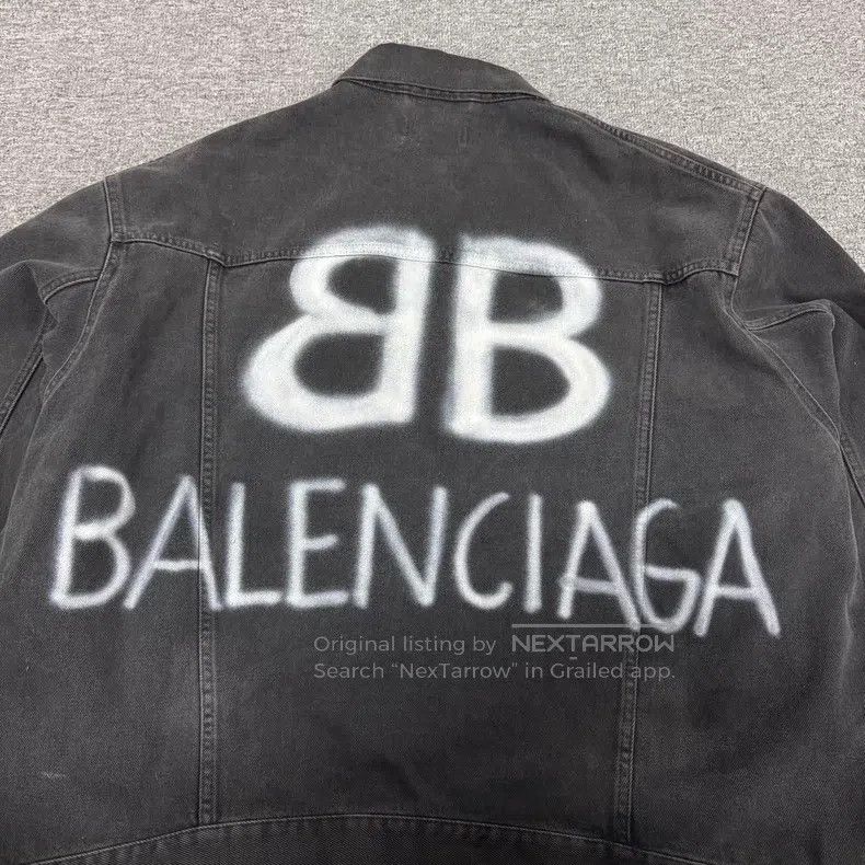 Balenciaga Balenciaga Double B Graffiti Logo Single Breasted Denim Ja Size US L / EU 52-54 / 3 - 3 Thumbnail