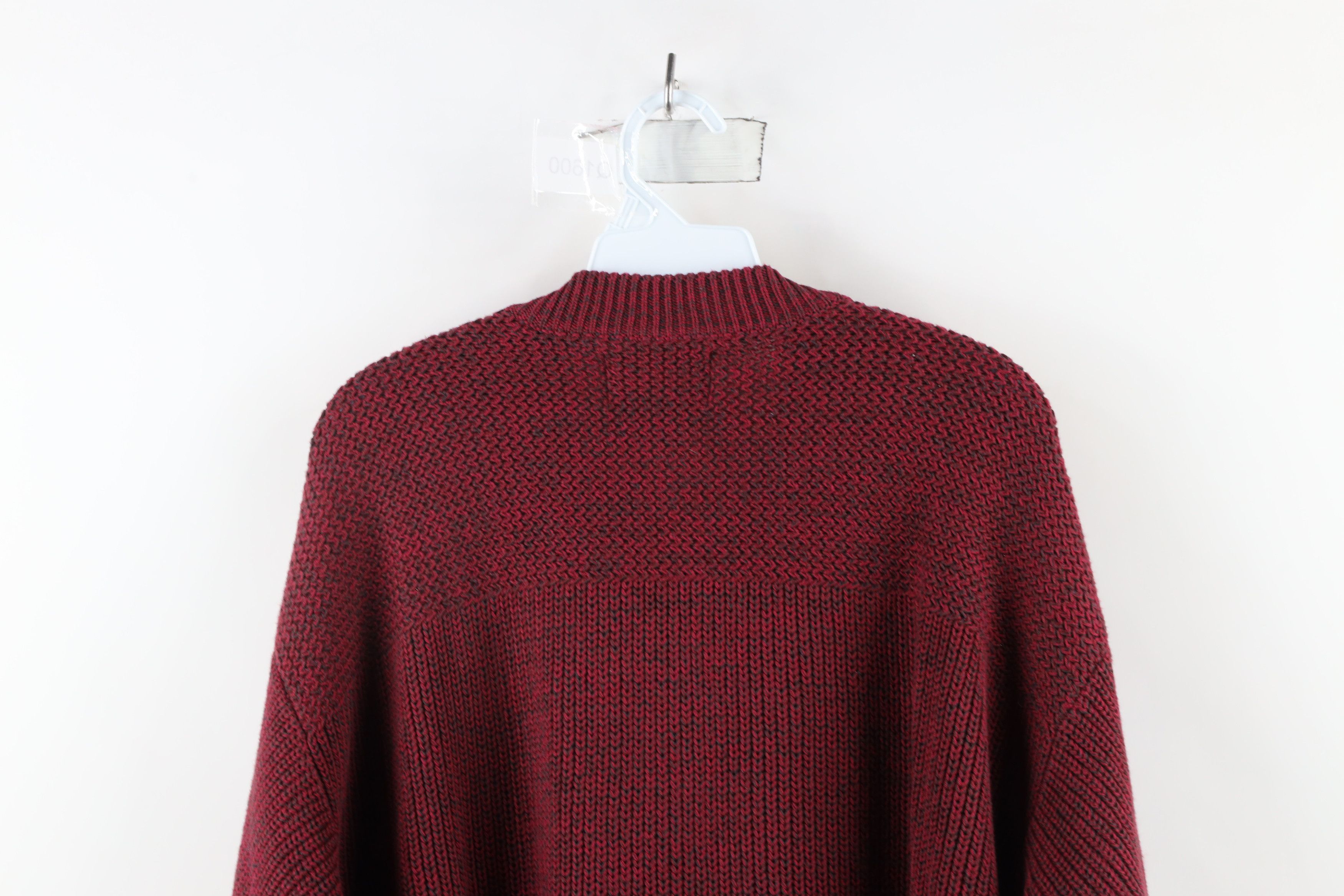 Vintage Vintage 90s Streetwear Chunky Ribbed Knit Henley Sweater Red Size US L / EU 52-54 / 3 - 8 Thumbnail