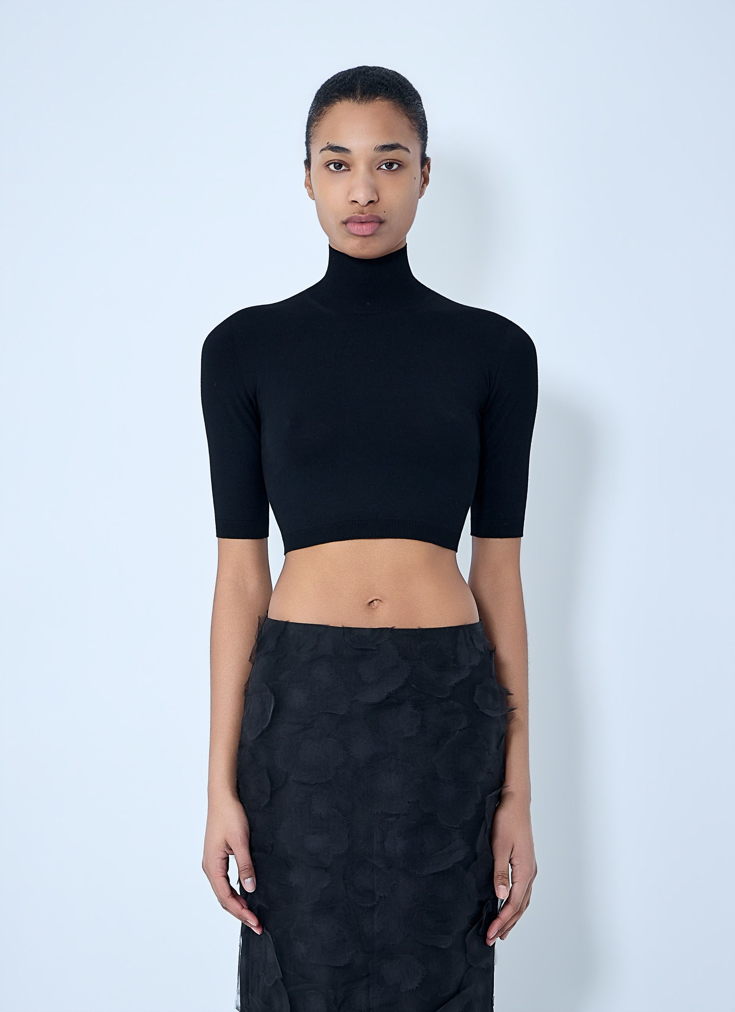 Max Mara High-neck Cropped Knit Top Size L / US 10 / IT 46 - 1 Thumbnail