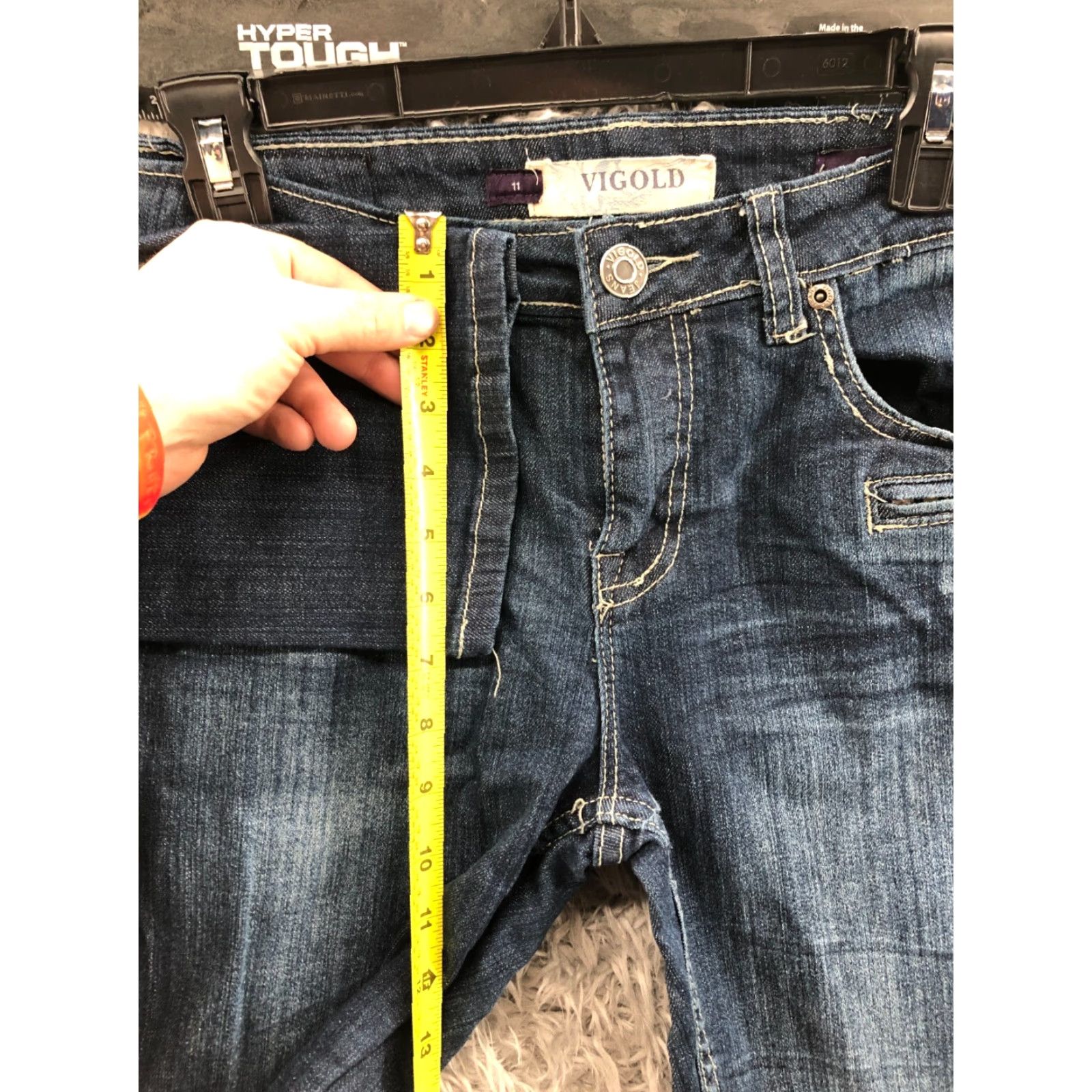 Vintage Vigold Jeans Skinny Womens Juniors Size 11 Blue Medium Wash 5-Pocket Regular Rise Belt Loops Size 32" / US 10 / IT 46 - 4 Thumbnail