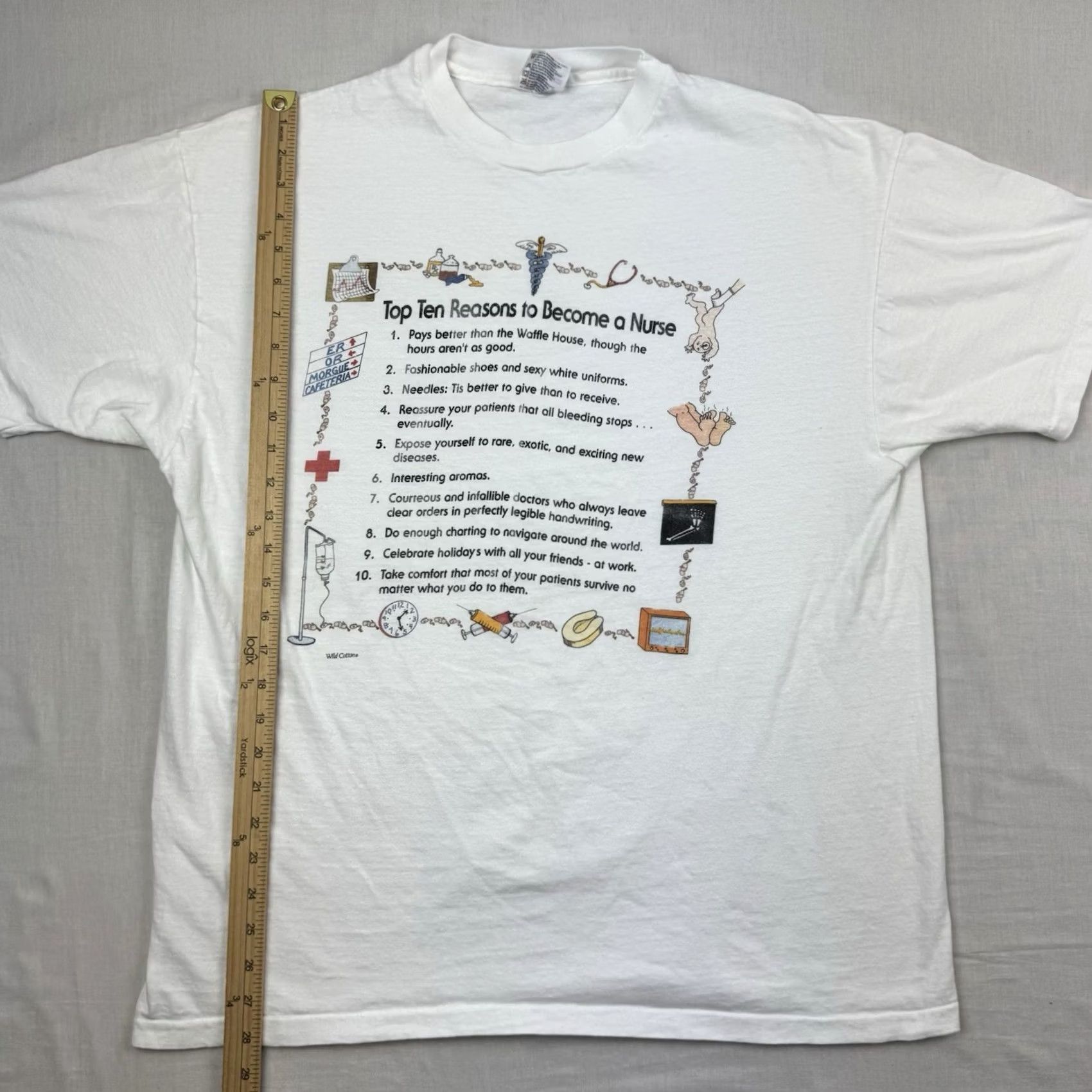 Hanes Vintage Hanes Funny Nurse T Shirt Adult XL White 90s Doctor Hospital Top Ten Reasons Mens Mens Size US XL / EU 56 / 4 - 4 Thumbnail
