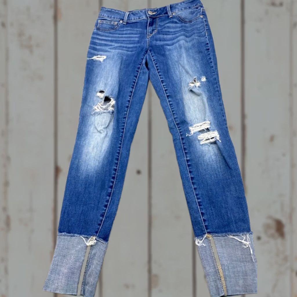 Vintage Maurices Jeans Women 28x28 Blue Denim Ankle Distressed Stretch 5925 Size 28" / US 6 / IT 42 - 1 Thumbnail