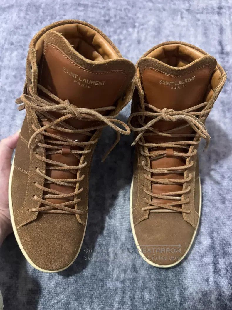Saint Laurent Paris Saint Laurent Paris High-Top Suede Furry Fringe Sneakers Size US 6.5 / EU 39-40 - 1 Thumbnail