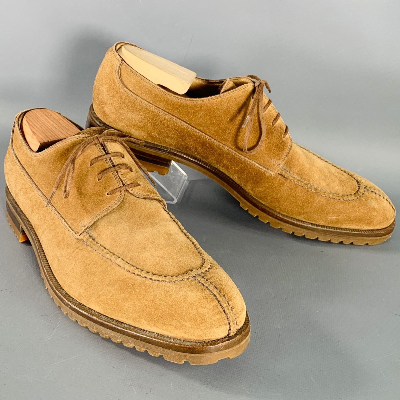 Gravati GRAVATI Size 12 Tan Suede Split Toe Derby Lace-Up Shoes Size US 12 / EU 45 - 1 Thumbnail