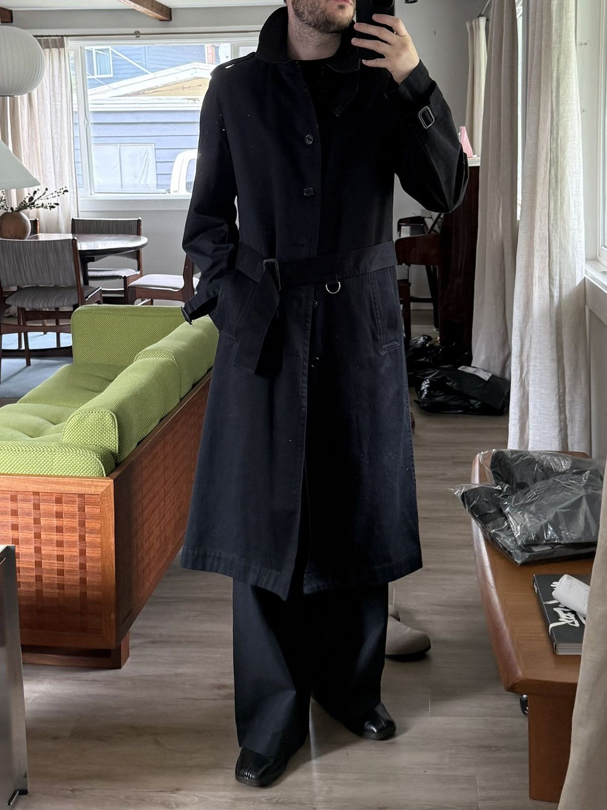 ジャケット・アウター Yohji Yamamoto Leather Trench Coat Vintage Yohji Yamamoto Leather Collar Trench Coat