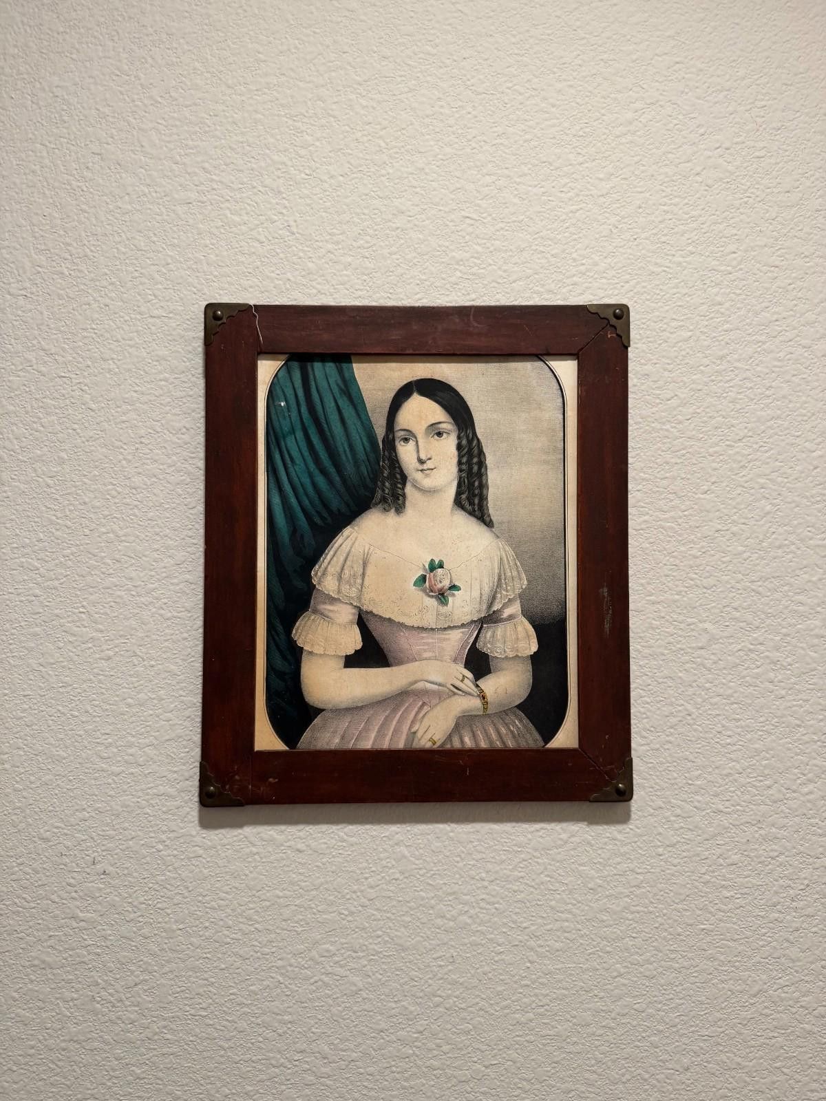 Other Antique Framed Victorian Lady Portrait Lithograph Chittenden Size ONE SIZE - 3 Thumbnail